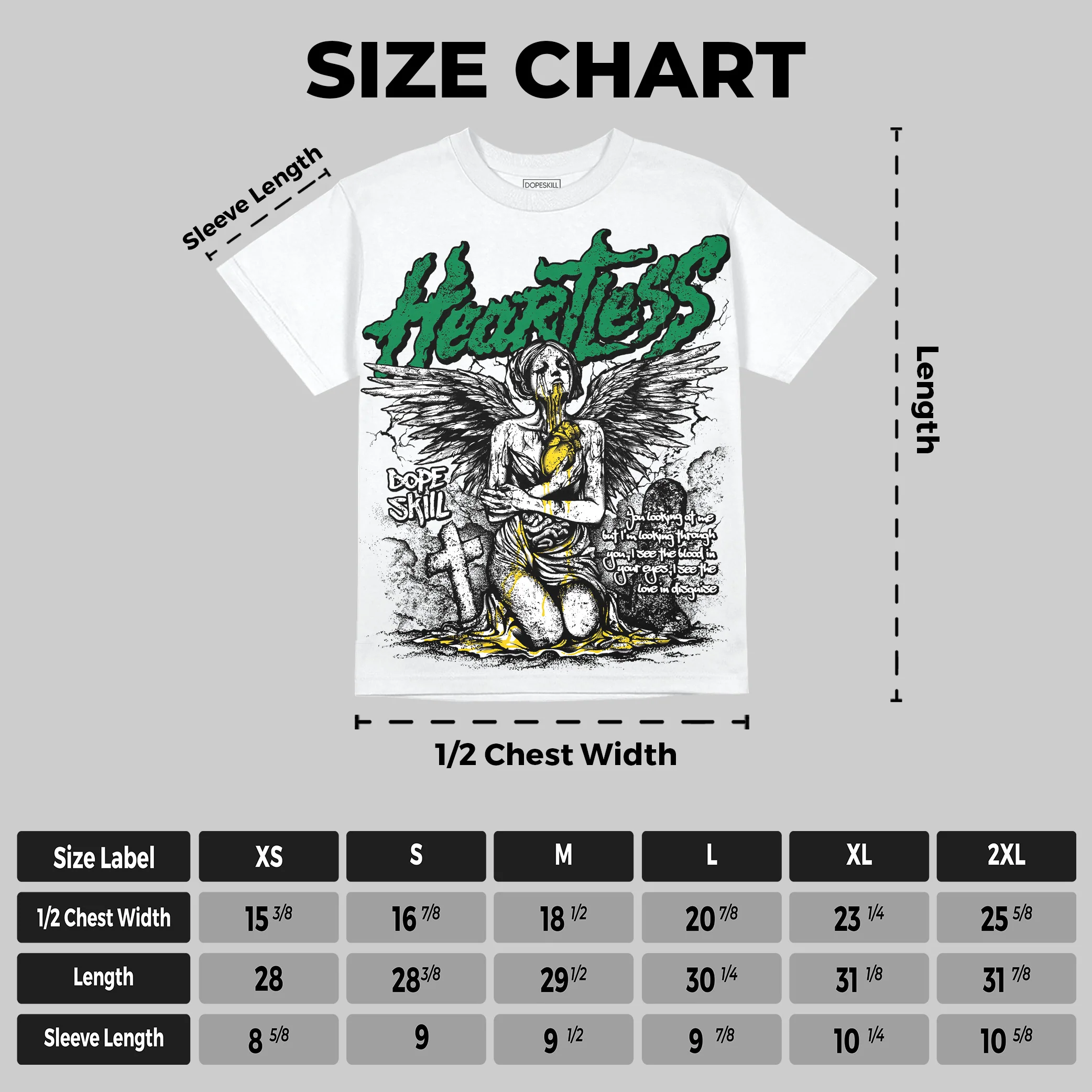 Green Collection DopeSkill Oversize Print T-Shirt Heartless Graphic - Image 2