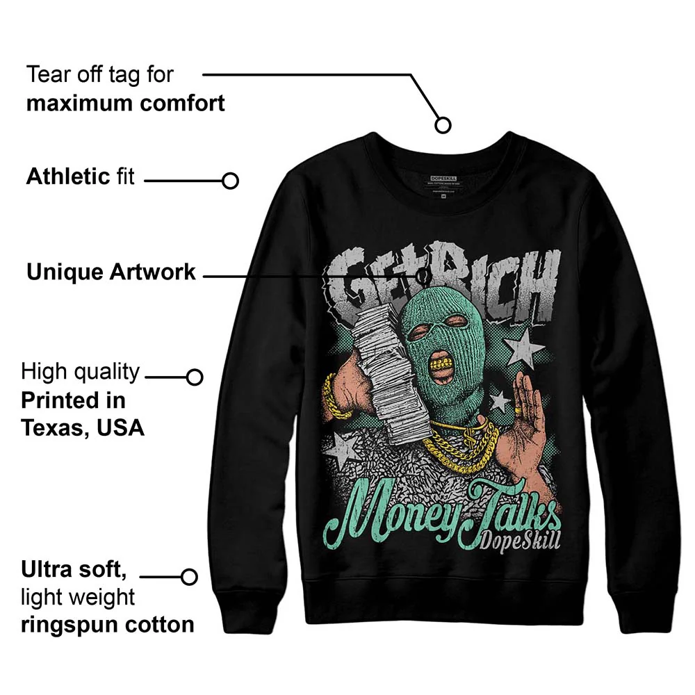 Green Glow 3s DopeSkill Sweatshirt Get Rich Graphic - Image 3