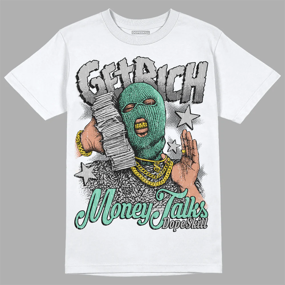 Green Glow 3s DopeSkill T-Shirt Get Rich Graphic - Image 2