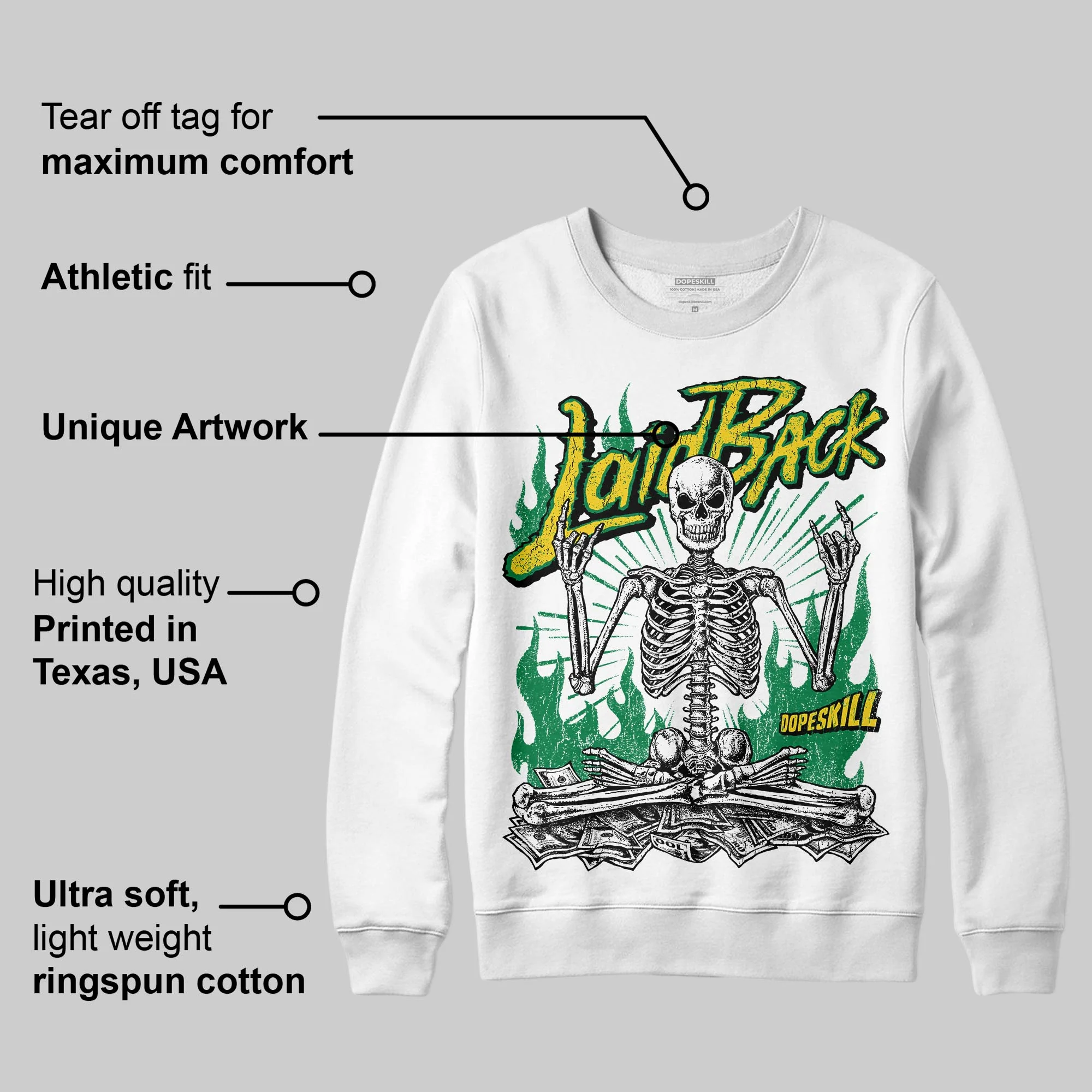Green 'Laid Back' DopeSkill Graphic Sweatshirt - Image 3
