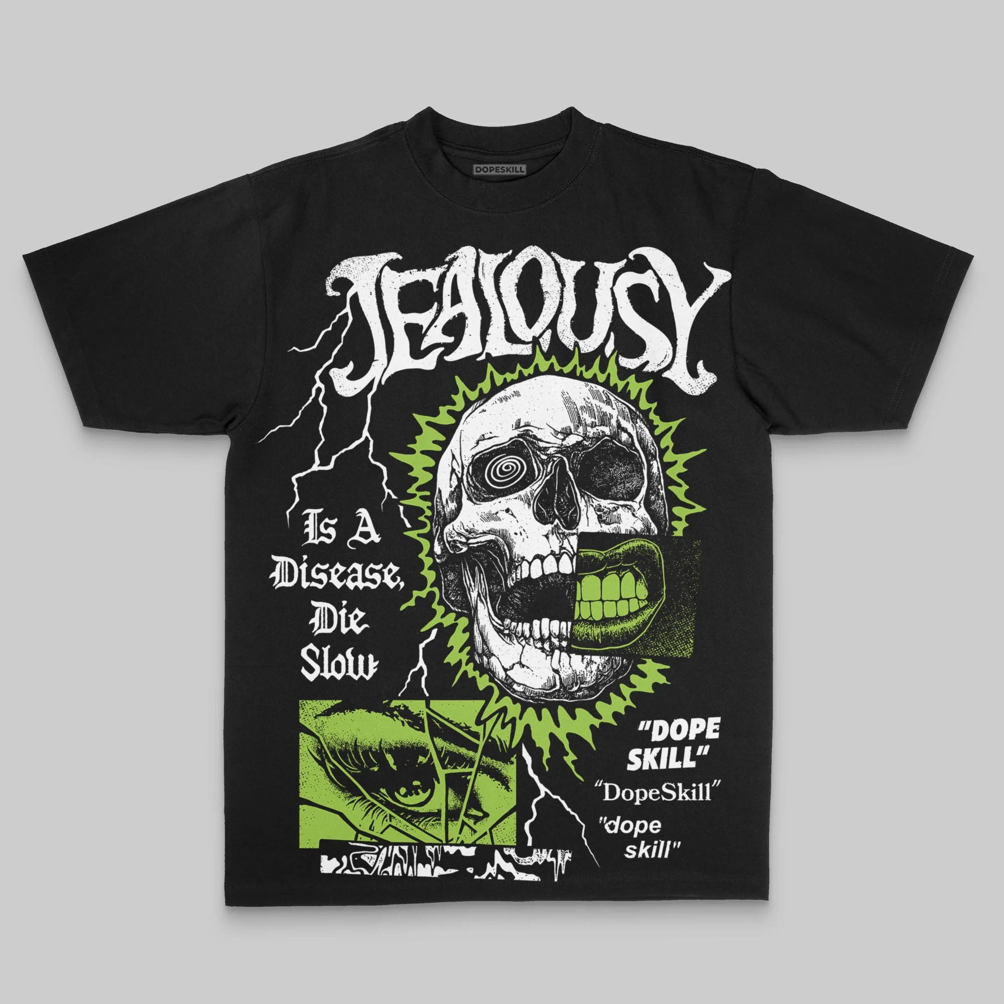 Green Oversize Print Jealousy DopeSkill Graphic T-shirt - Image 2