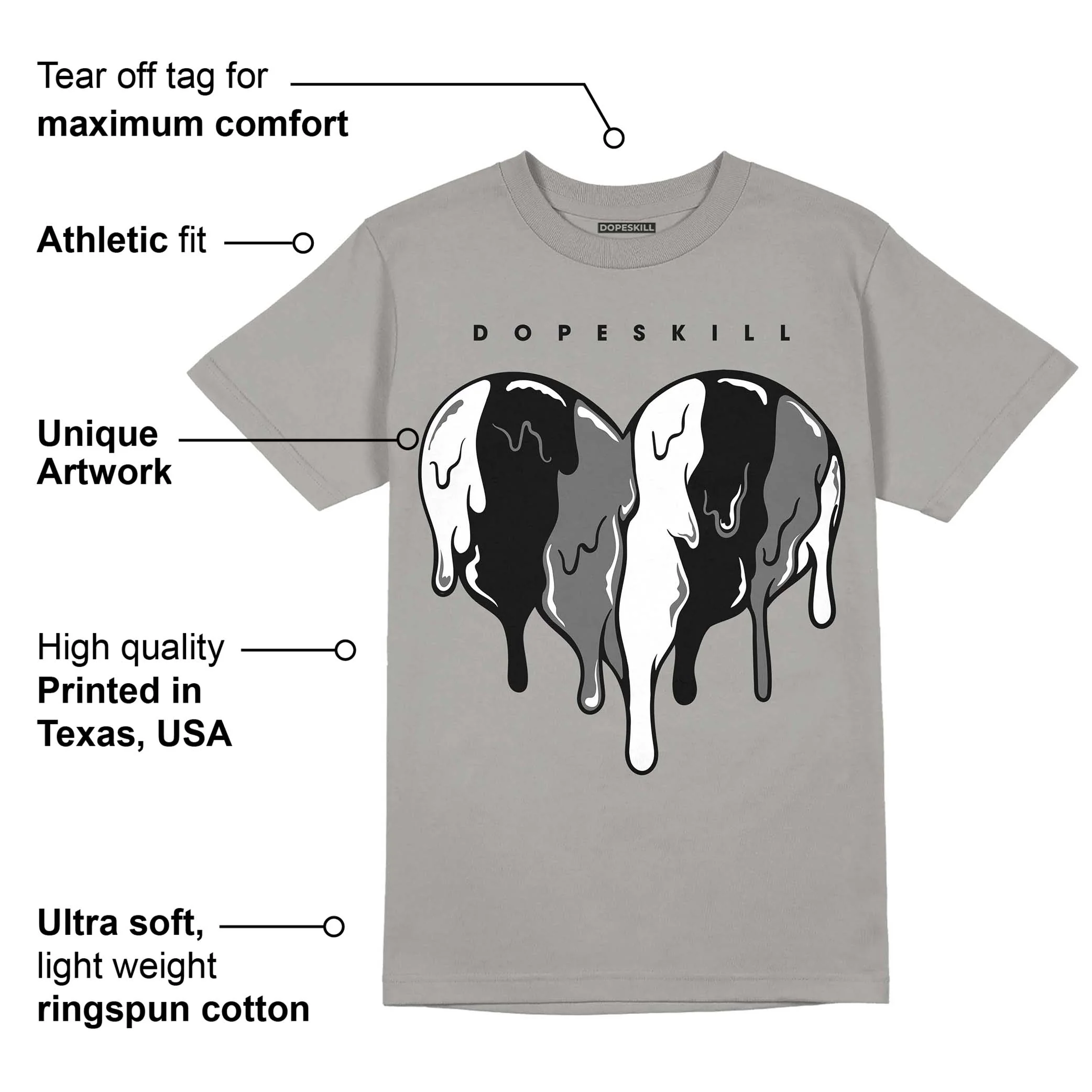 Grey Collection DopeSkill Grey T-shirt Slime Drip Heart Graphic - Image 2