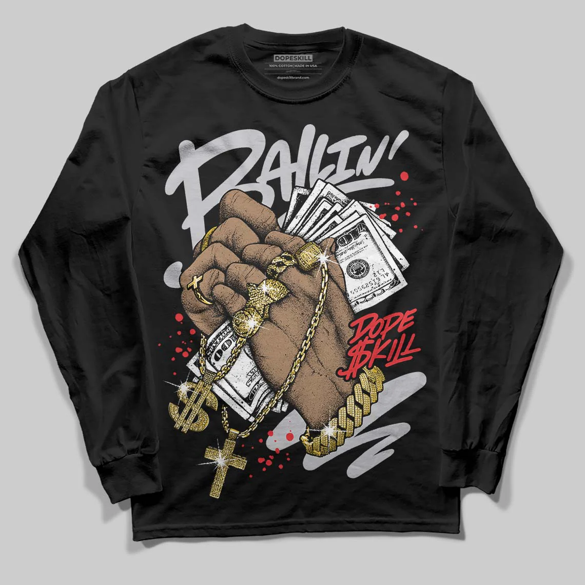Grey Collection DopeSkill Long Sleeve T-Shirt Always Ballin' Graphic - Image 2