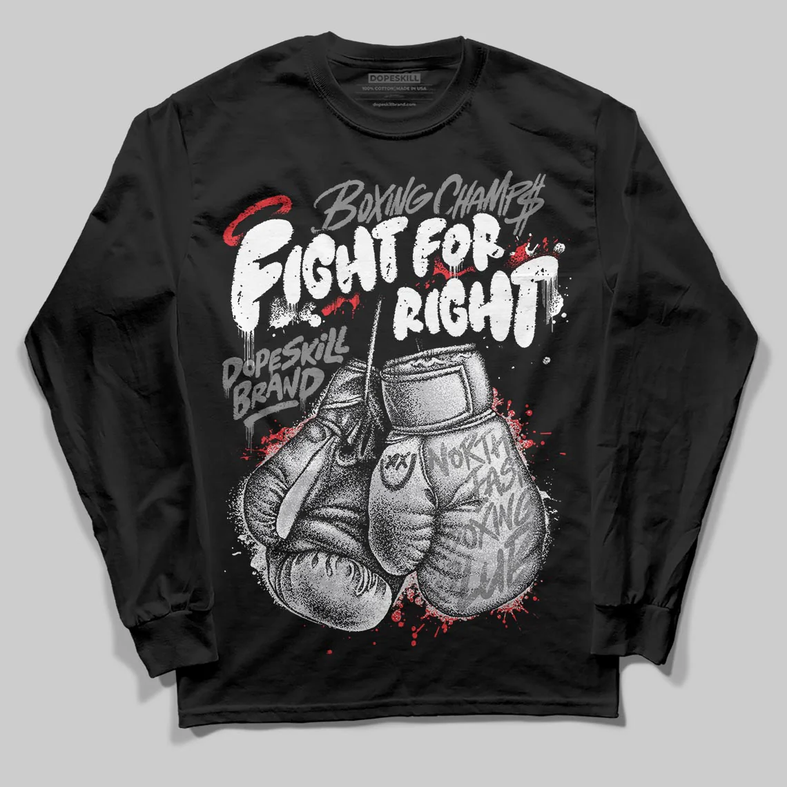 Grey Collection DopeSkill Long Sleeve T-Shirt Fight For Right Graphic - Image 2