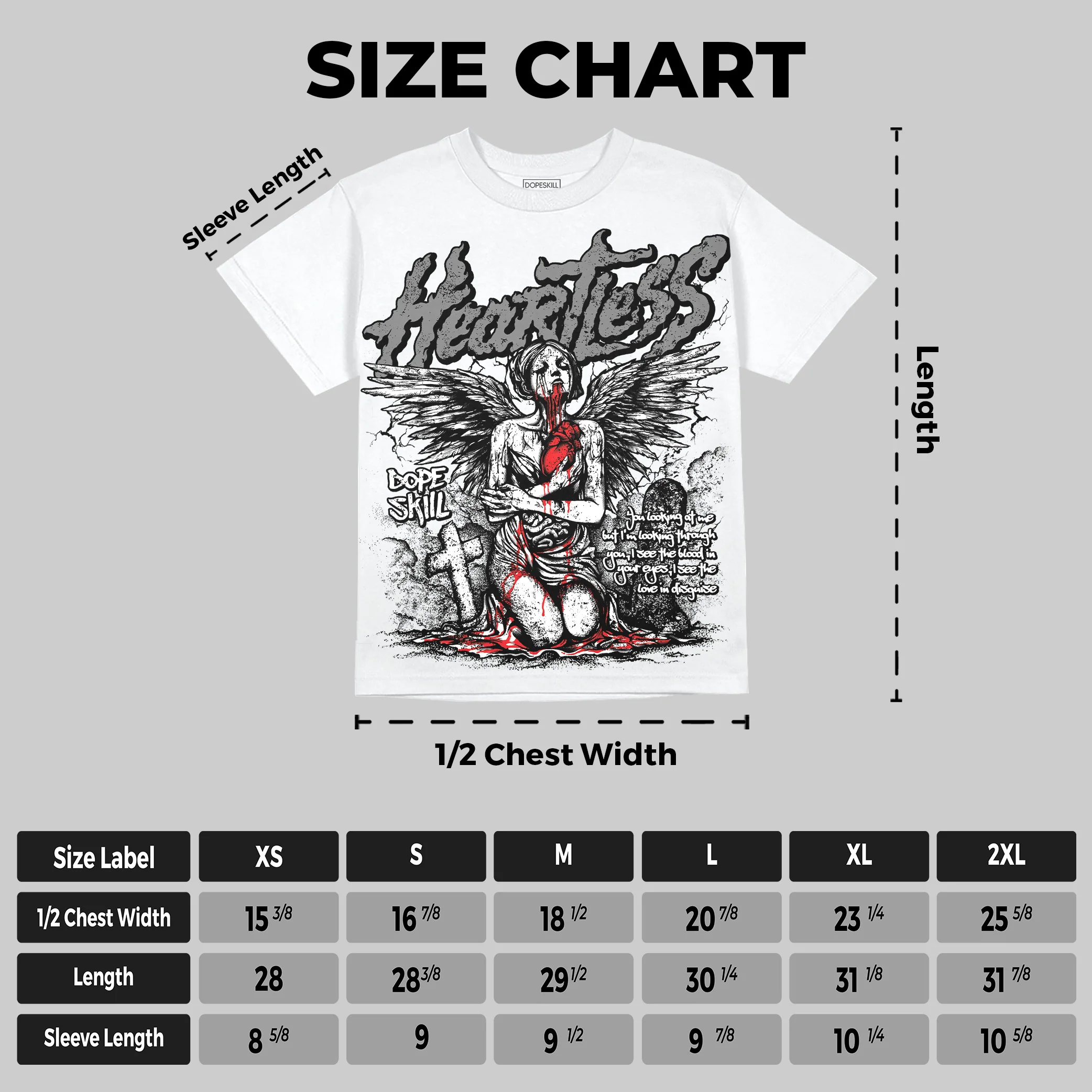 Grey Collection DopeSkill Oversize Print T-Shirt Heartless Graphic - Image 2