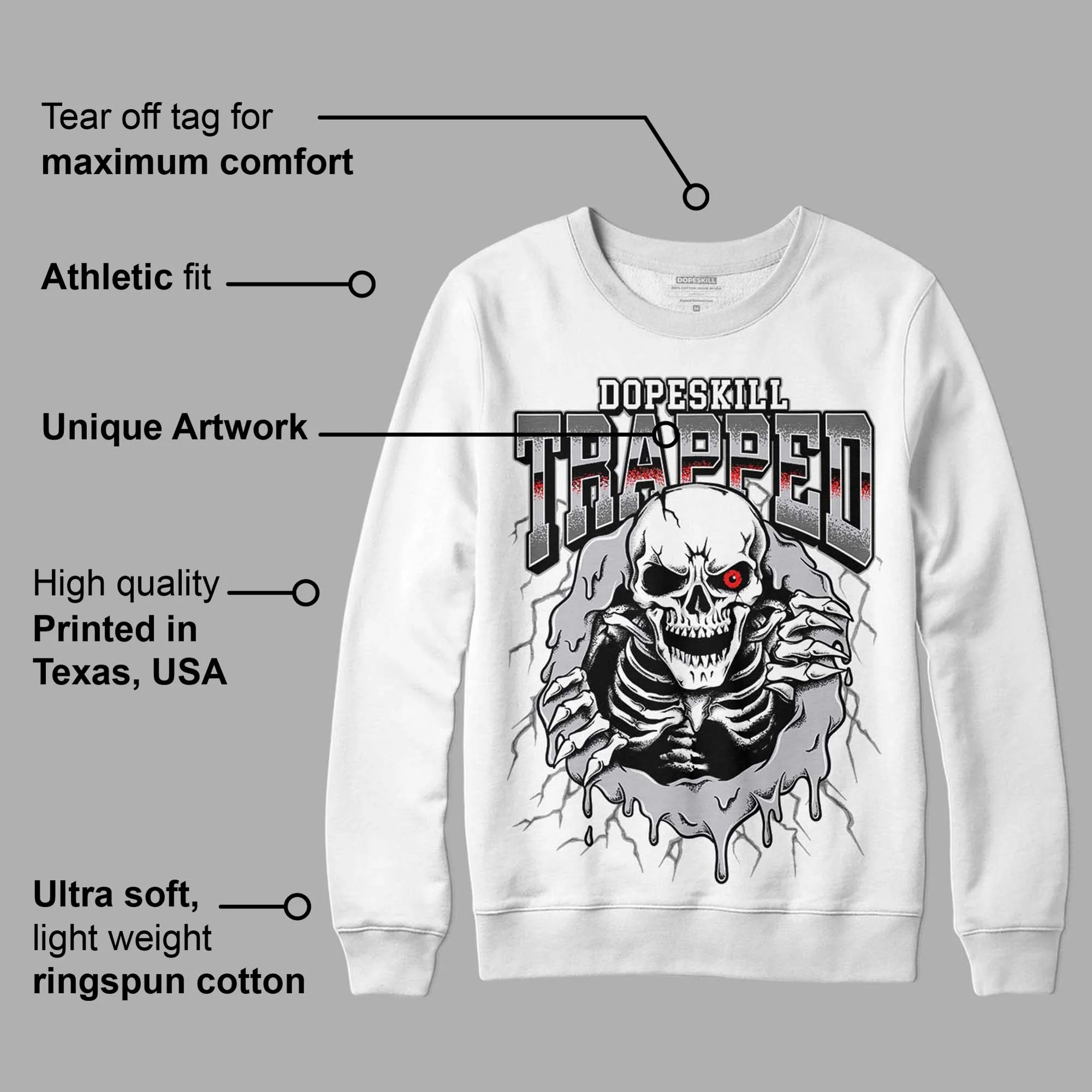 Grey Collection DopeSkill Sweatshirt Trapped Halloween Graphic - Image 3