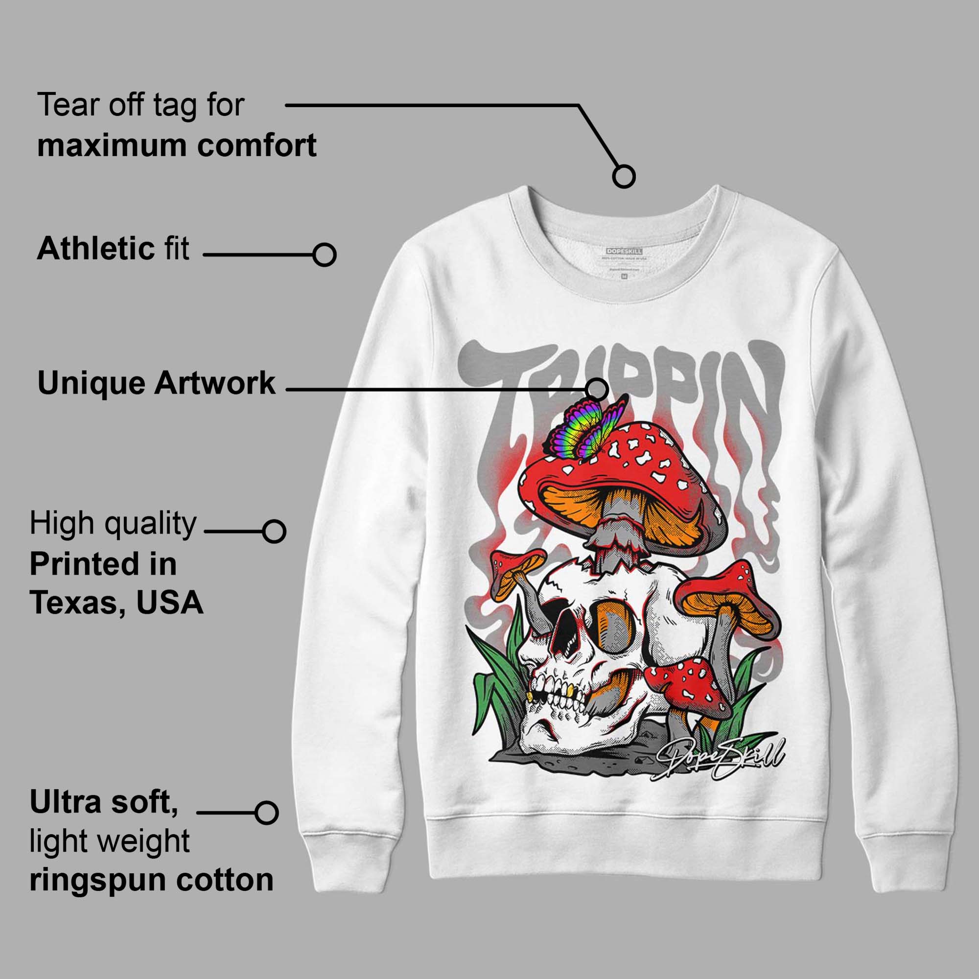 Grey Collection DopeSkill Sweatshirt Trippin Graphic - Image 3