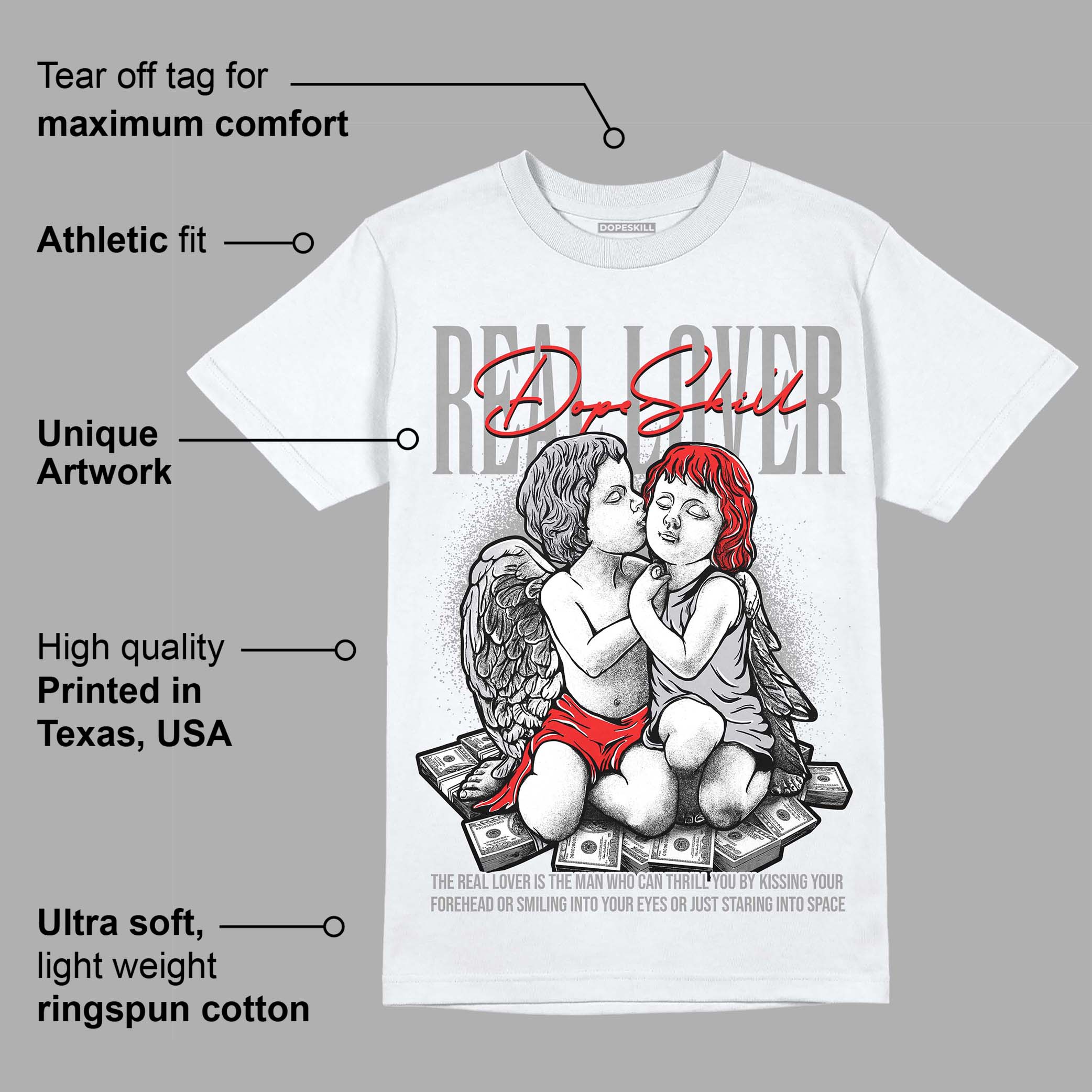 Grey Collection DopeSkill T-Shirt Real Lover Graphic - Image 3