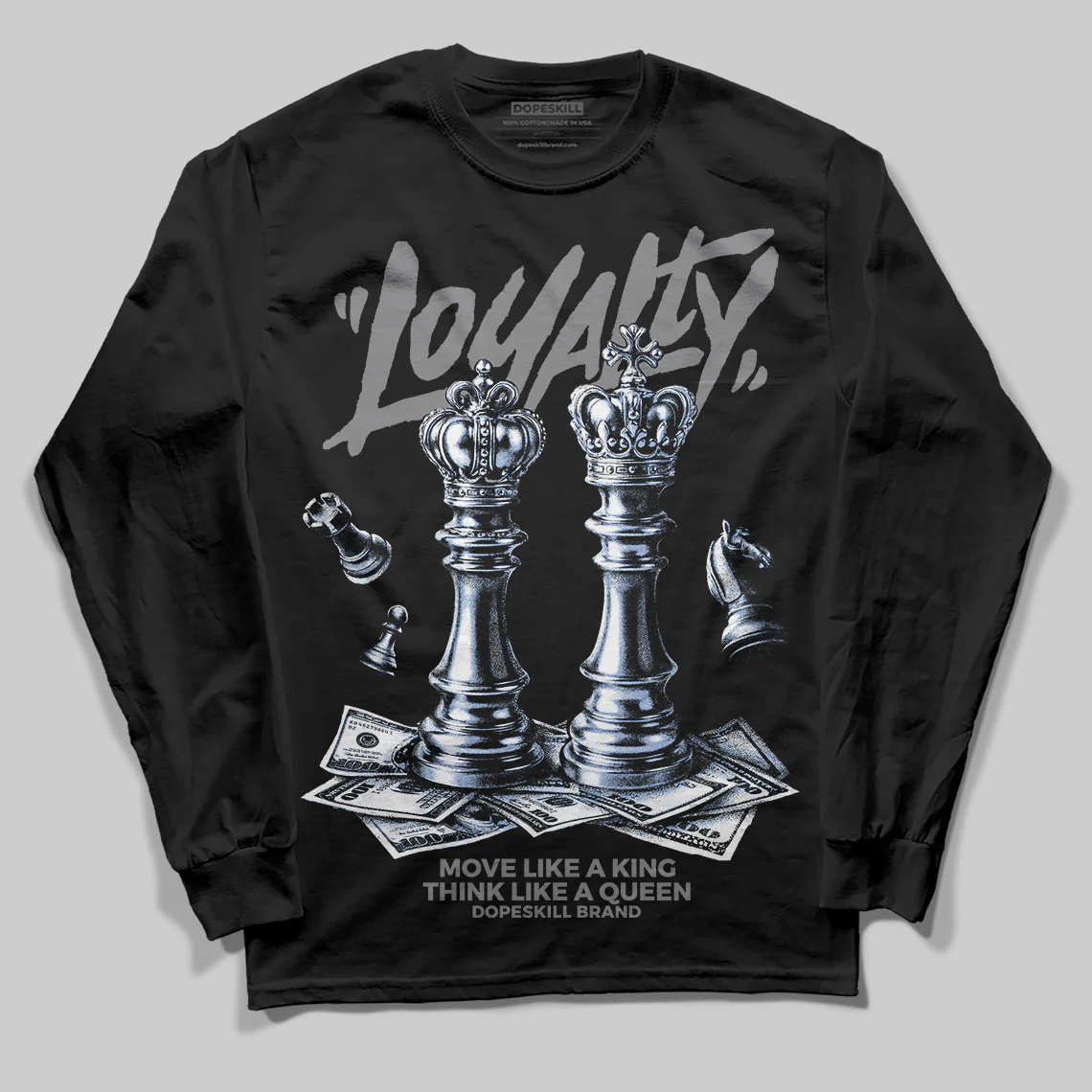 Grey 'Loyalty' DopeSkill Graphic Long Sleeve T-Shirt - Image 2