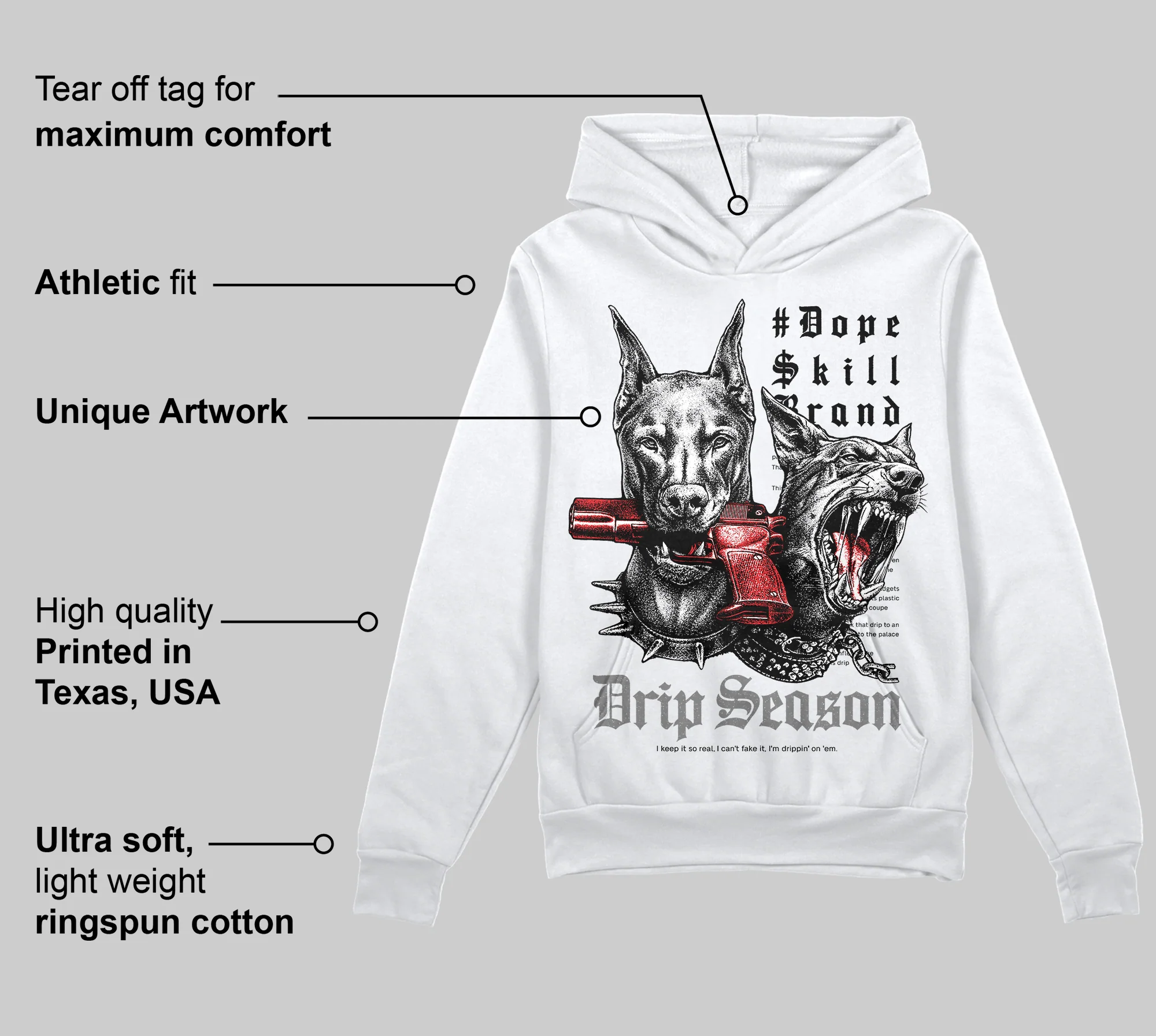 Grey 'New Drip Season' DopeSkill Graphic Hoodie - Image 3