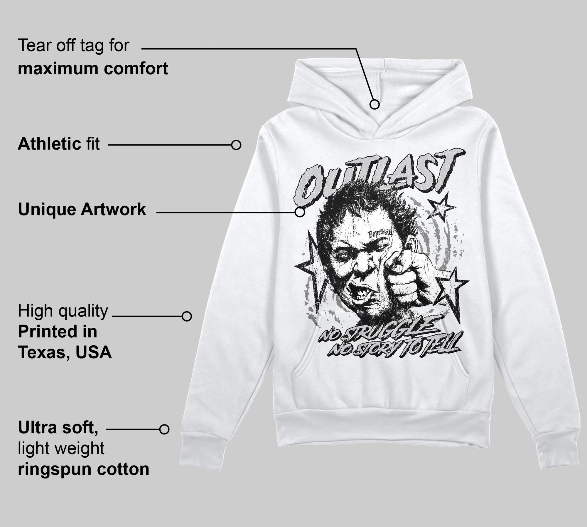 Grey 'Outlast' DopeSkill Graphic Hoodie - Image 3
