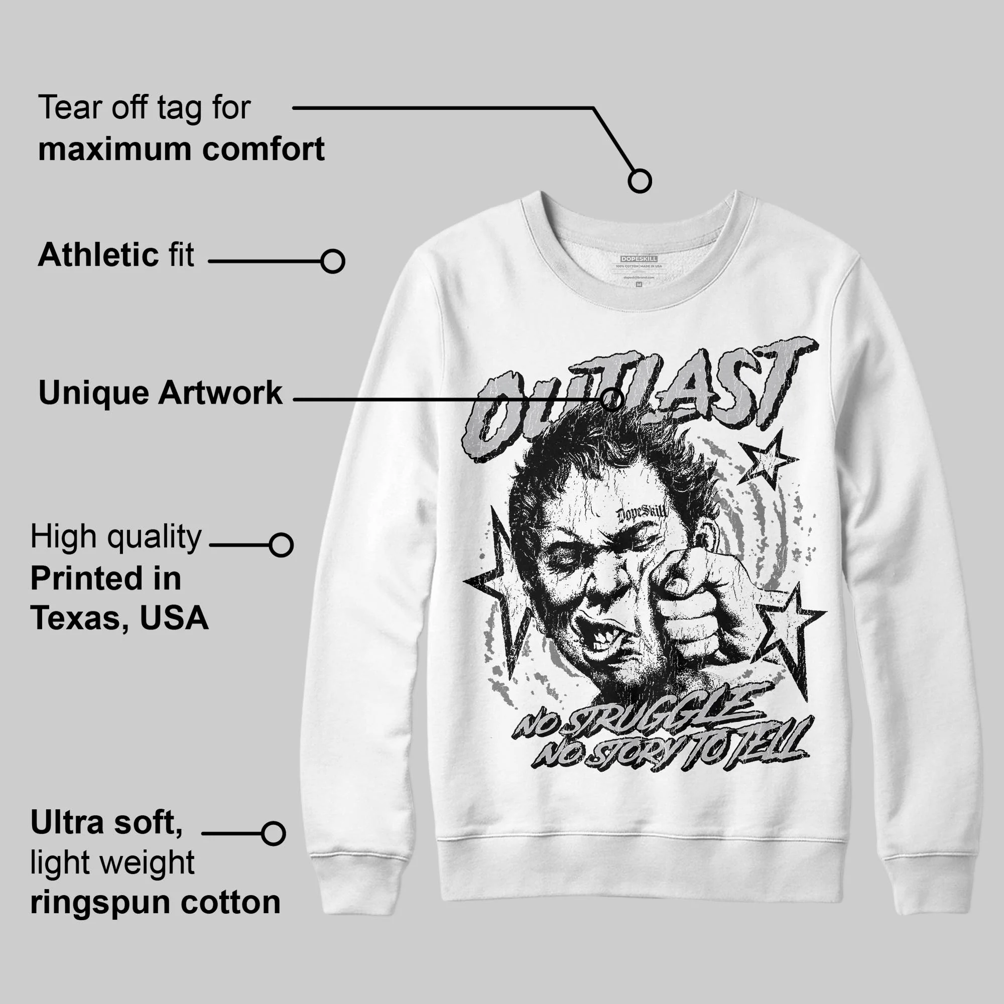 Grey 'Outlast' DopeSkill Graphic Sweatshirt - Image 3