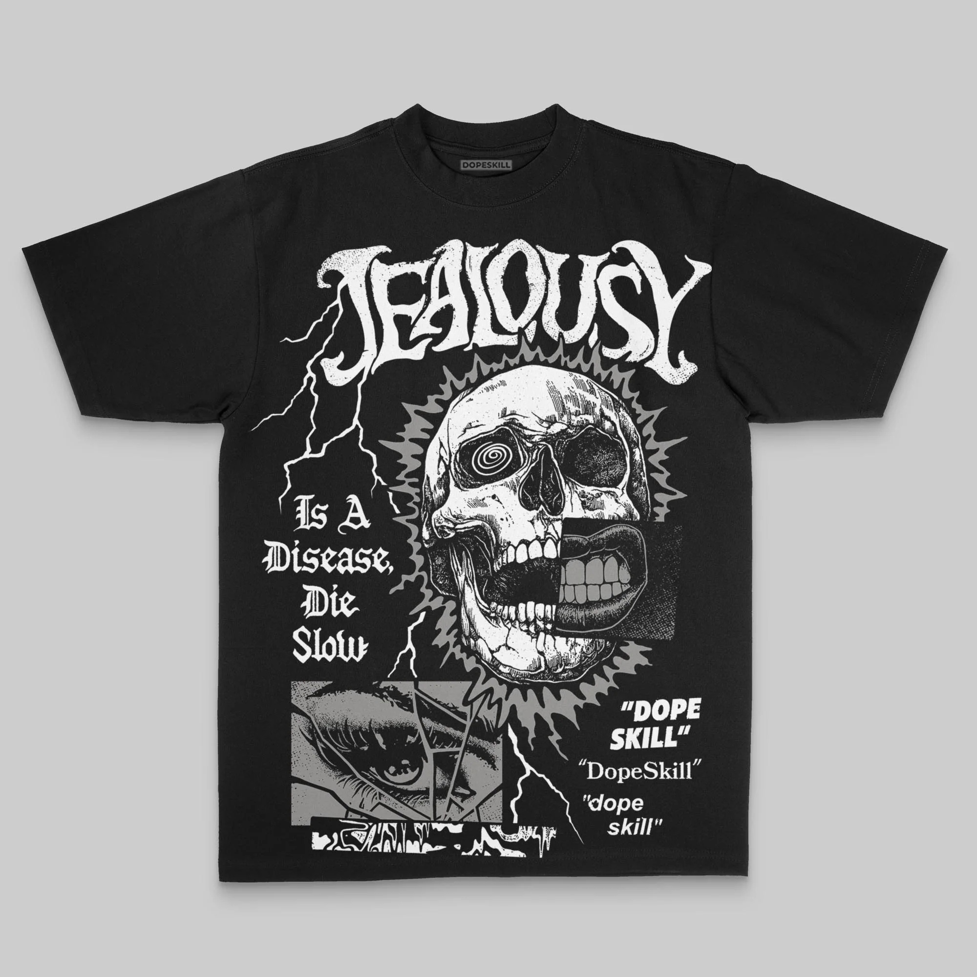 Grey Oversize Print Jealousy DopeSkill Graphic T-shirt - Image 2