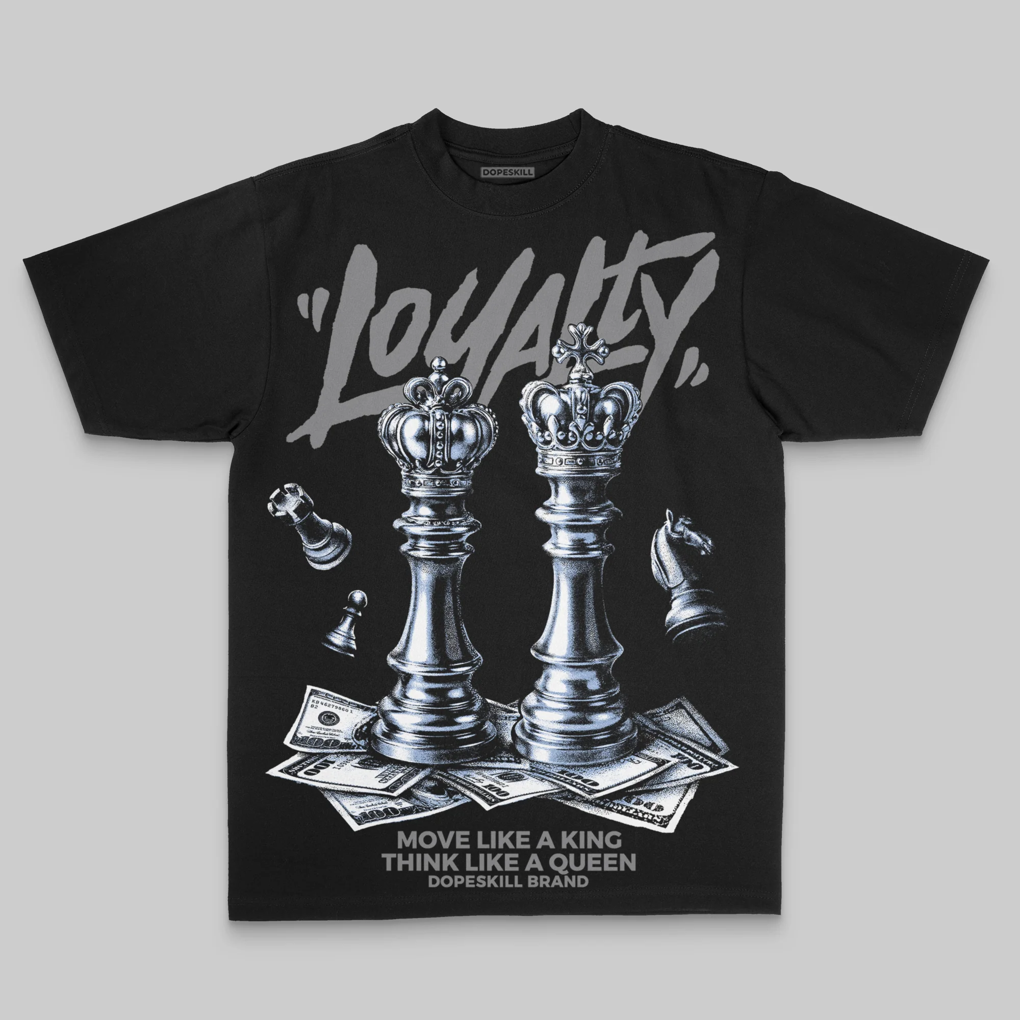 Grey Oversize Print 'Loyalty' DopeSkill Graphic T-shirt - Image 2