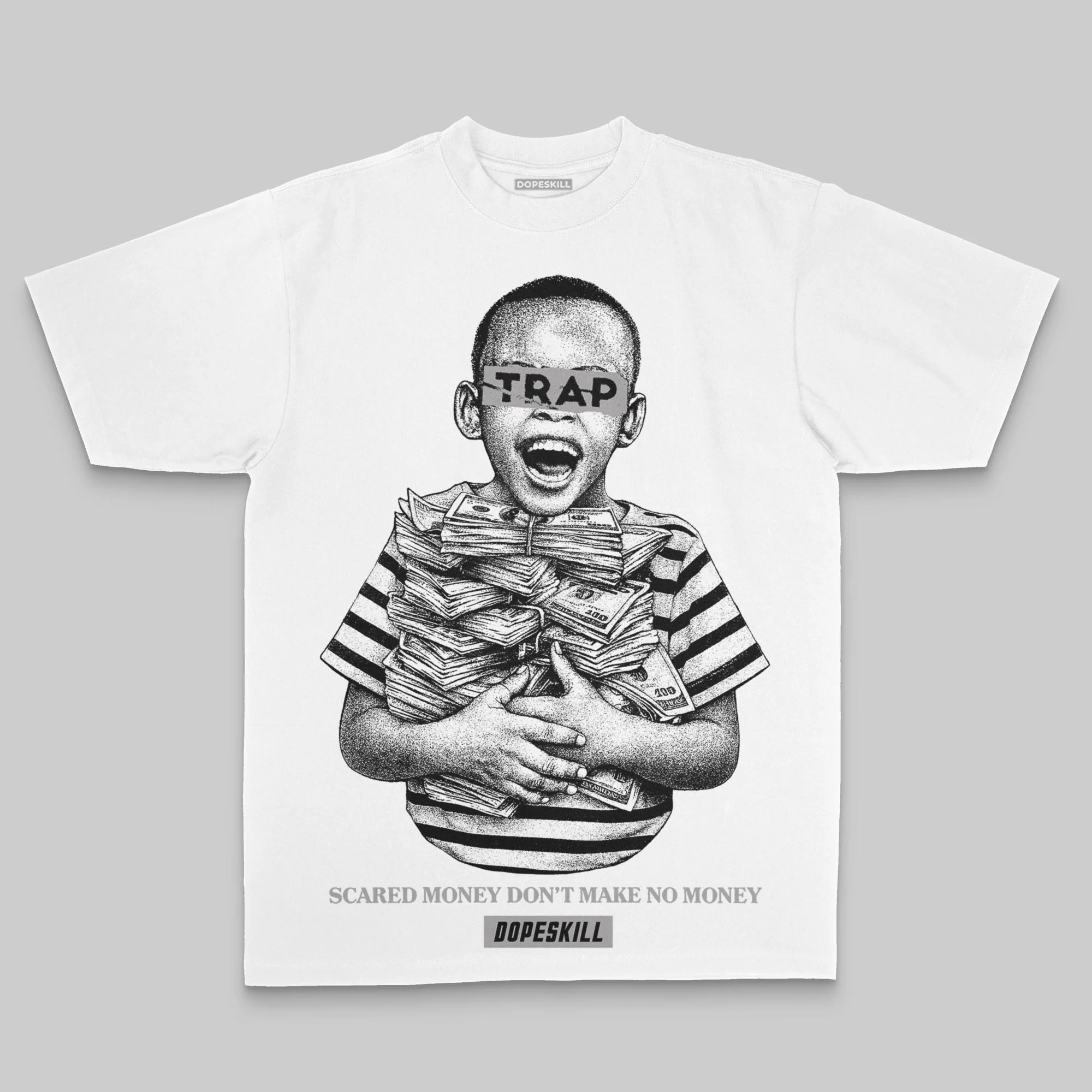 Grey Oversize Print Scared Money Don't Make No Money DopeSkill Graphic T-shirt
