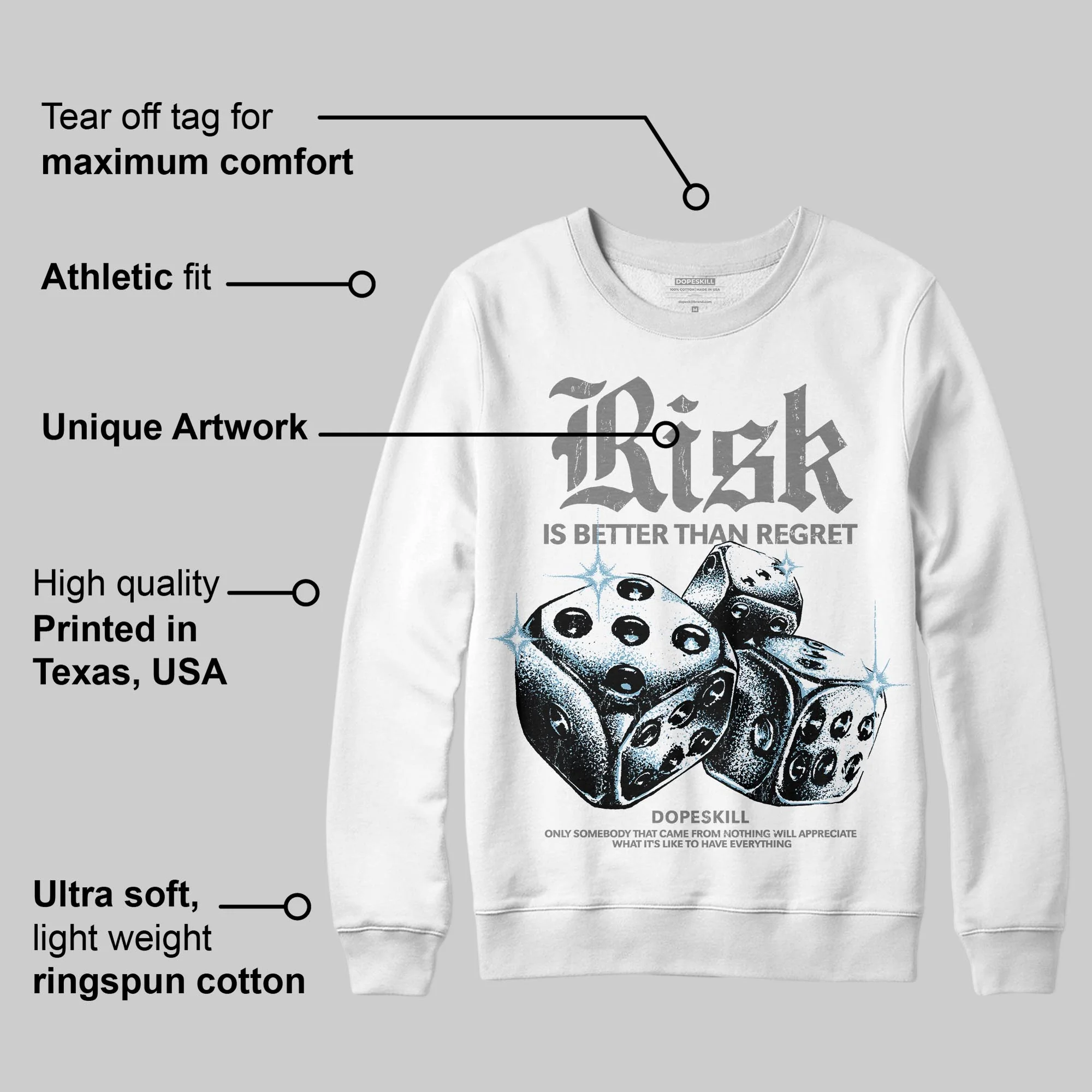 Grey 'Risk Is Better Than Regret' DopeSkill Graphic Sweatshirt - Image 3