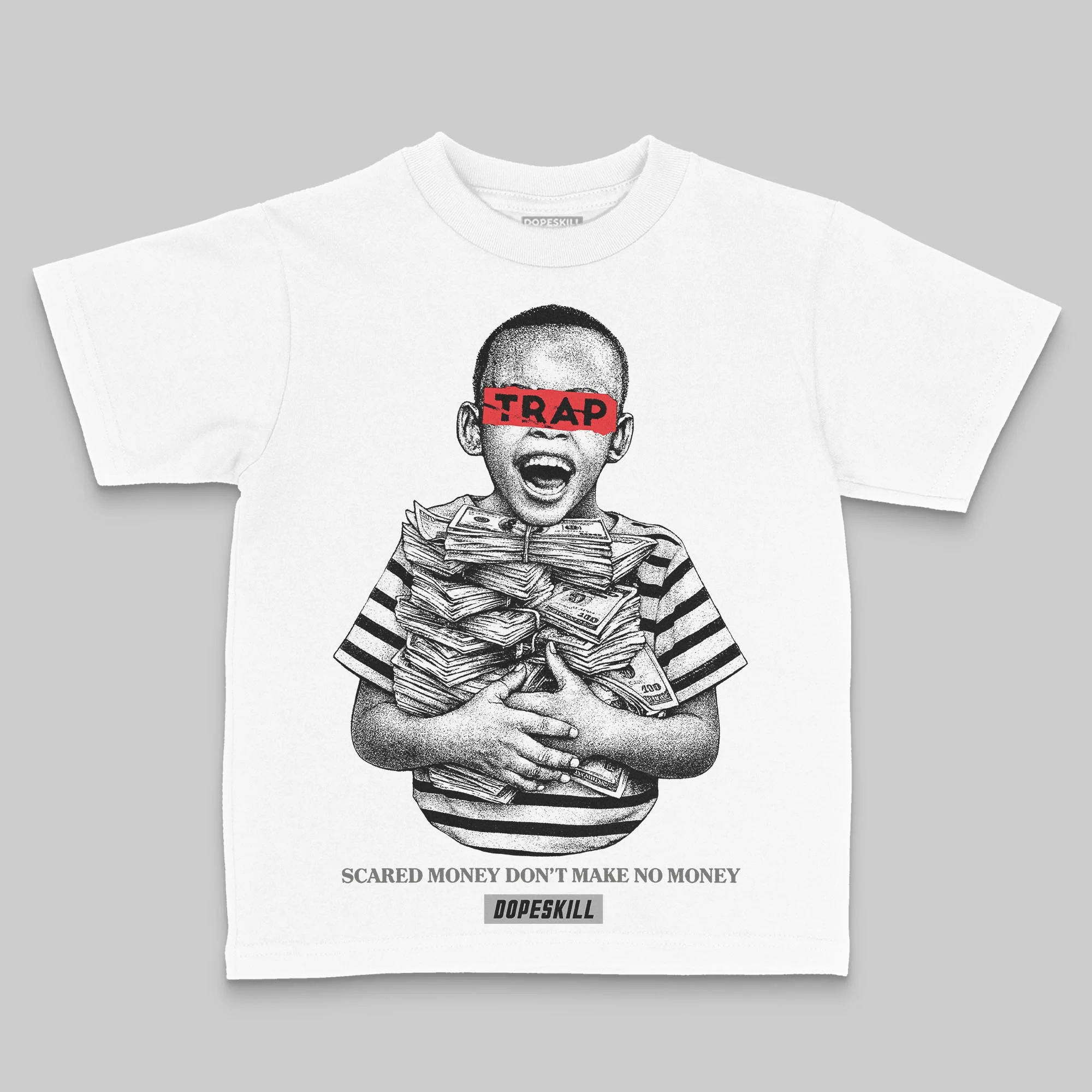 Grey 'Scared Money Don't Make No Money' DopeSkill Graphic Toddler Kids T-shirt
