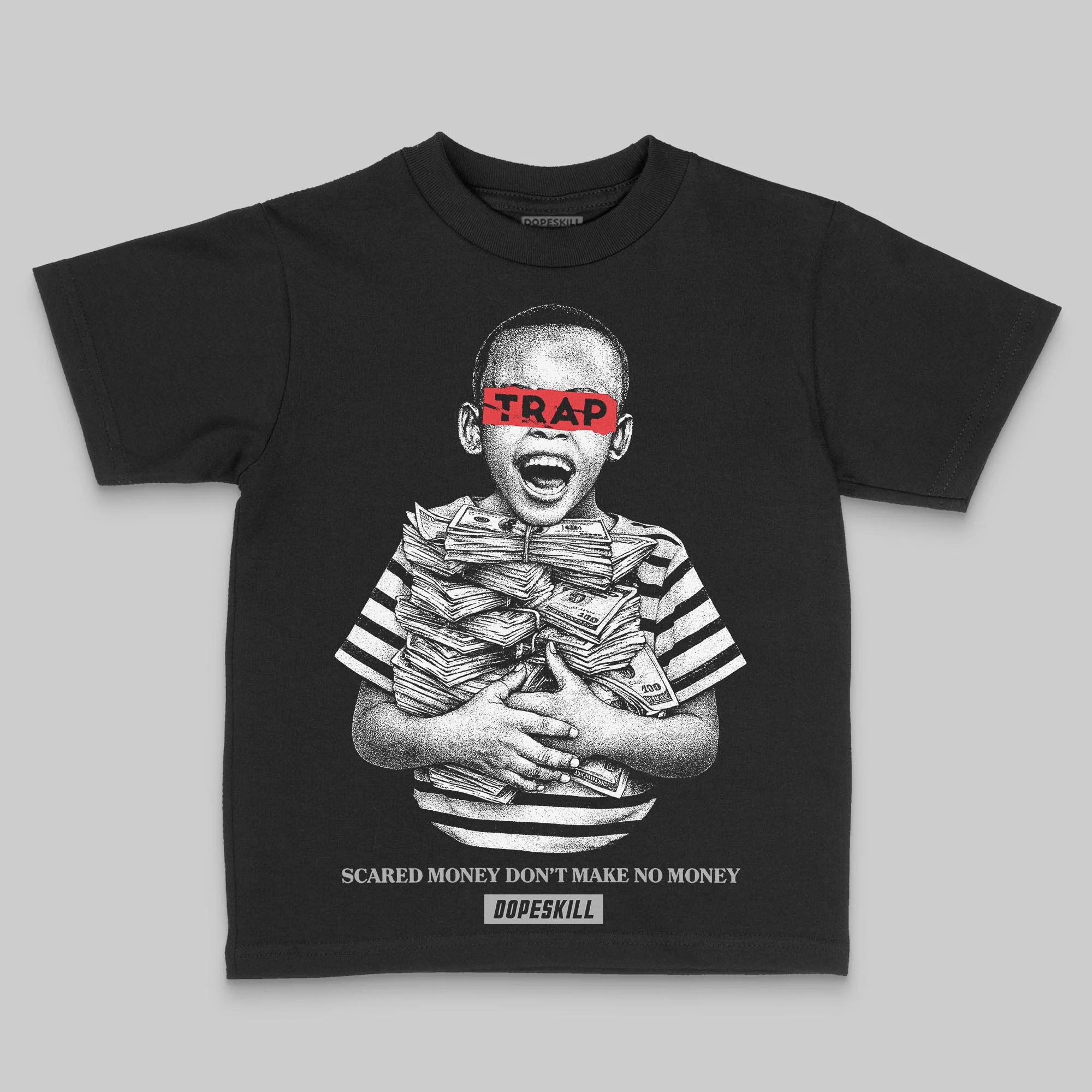 Grey 'Scared Money Don't Make No Money' DopeSkill Graphic Toddler Kids T-shirt - Image 2