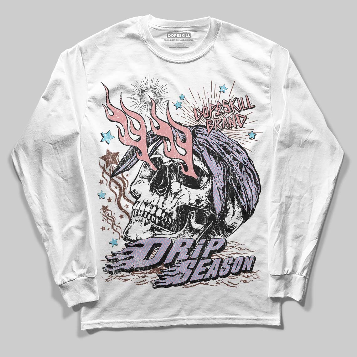 Harris Tweed x Denim Turquoise Dunk DopeSkill Long Sleeve T-Shirt Drip Season Graphic - Image 2
