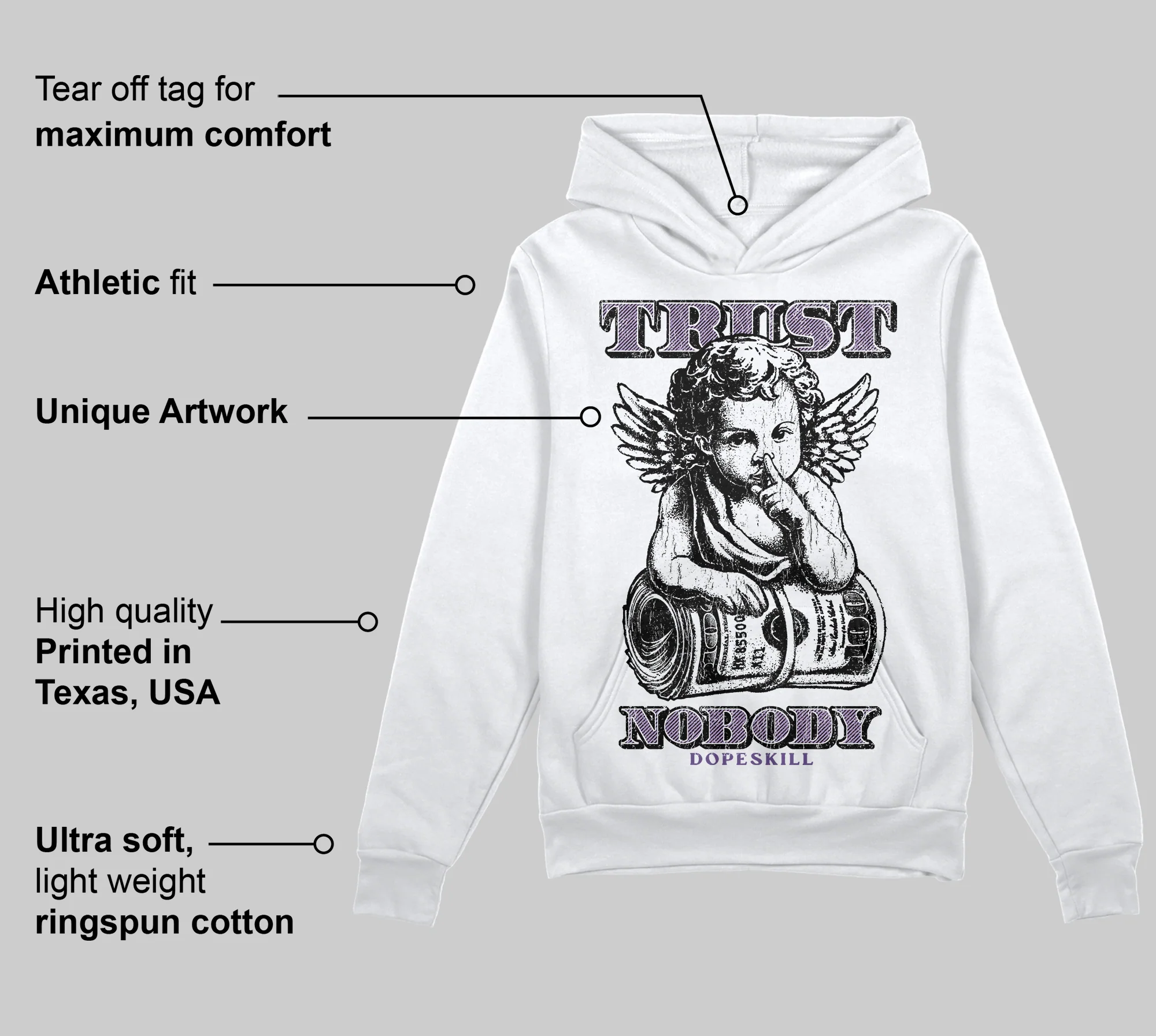 Hydrangeas 10s DopeSkill Hoodie Sweatshirt Trust Nobody Graphic - Image 3