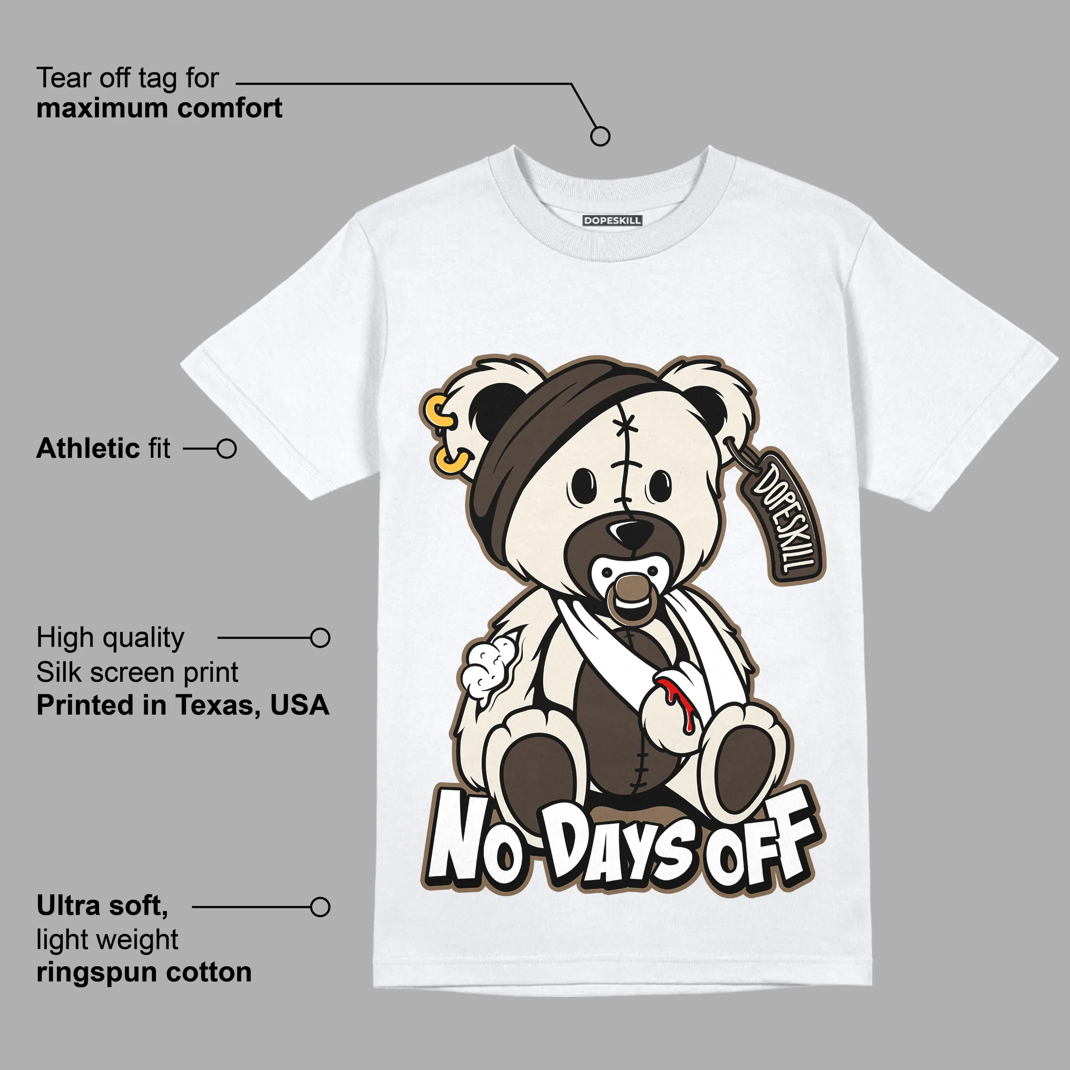 AJ 1 Low OG “Reverse Mocha” DopeSkill T-Shirt Hurt Bear Graphic - Image 3