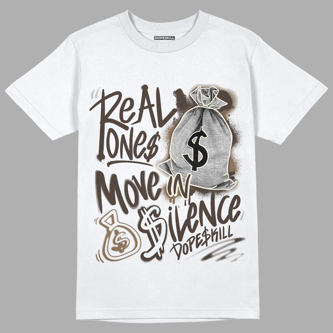 AJ 1 Low OG “Reverse Mocha” DopeSkill T-Shirt Real Ones Move In Silence Graphic