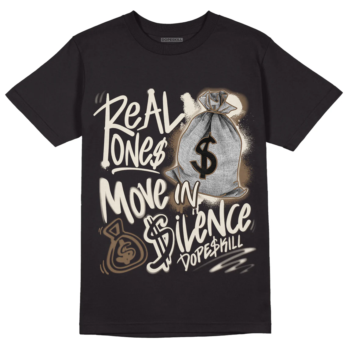 AJ 1 Low OG “Reverse Mocha” DopeSkill T-Shirt Real Ones Move In Silence Graphic - Image 2
