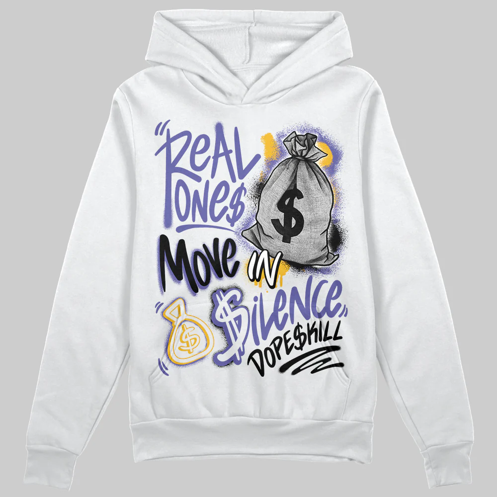 Lakers 4s DopeSkill Hoodie Sweatshirt Real Ones Move In Silence Graphic - Image 2