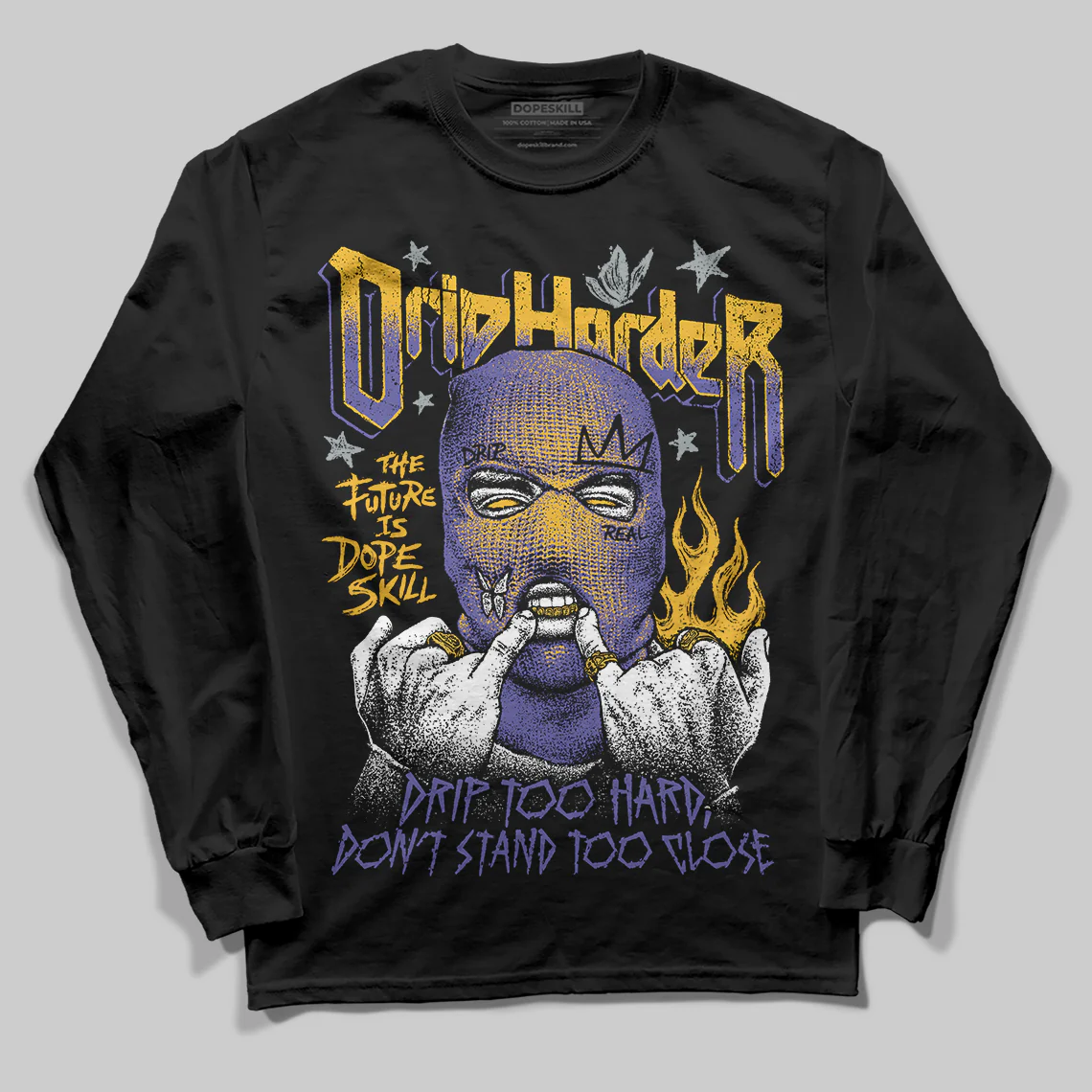 Lakers 4s DopeSkill Long Sleeve T-Shirt Drip Harder Graphic