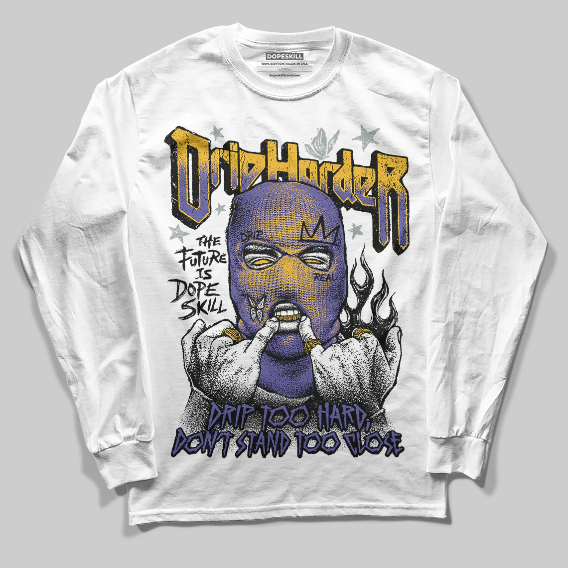 Lakers 4s DopeSkill Long Sleeve T-Shirt Drip Harder Graphic - Image 2