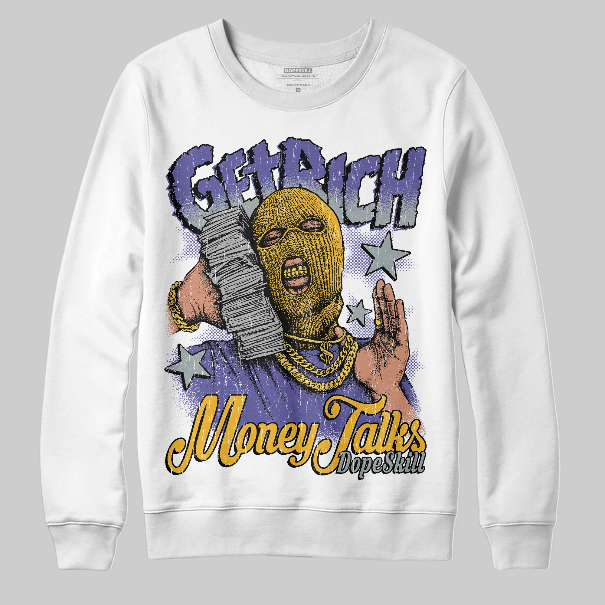 Lakers 4s DopeSkill Sweatshirt Get Rich Graphic - Image 2