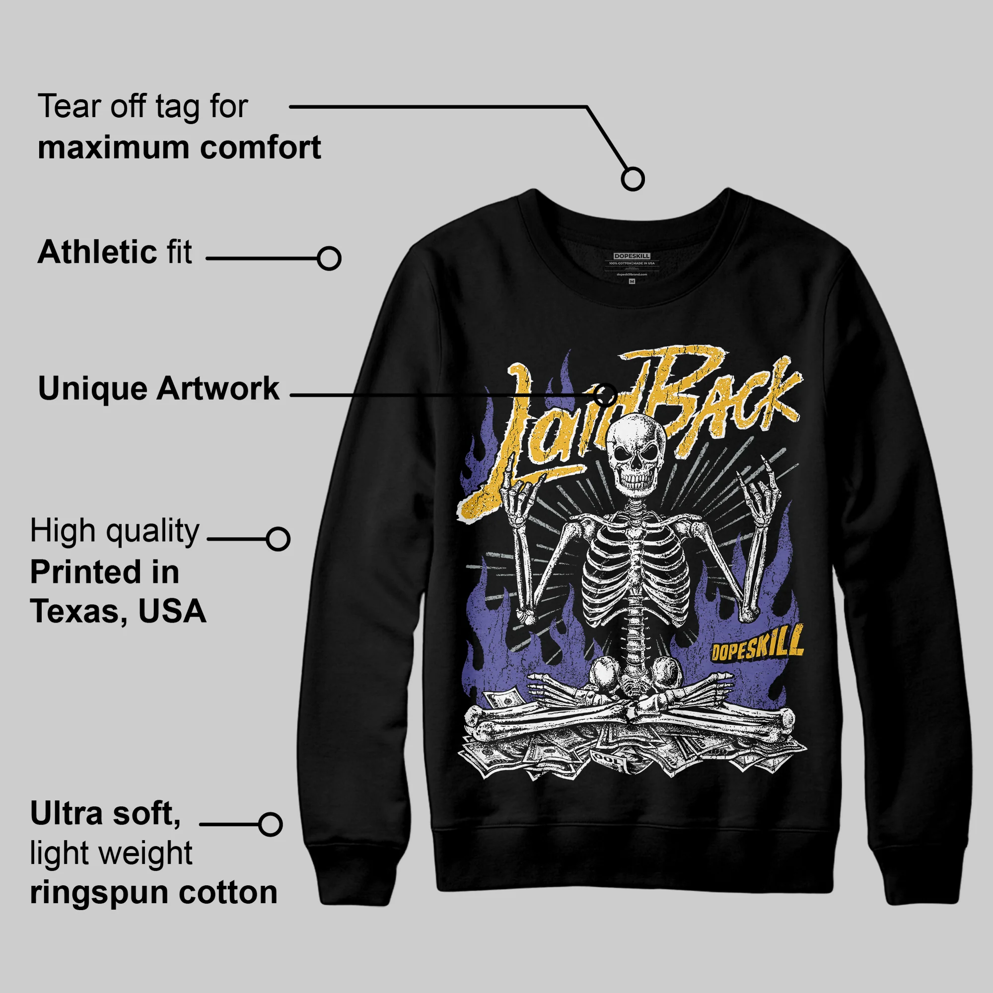 Lakers 4s DopeSkill Sweatshirt Laid Back Graphic - Image 3