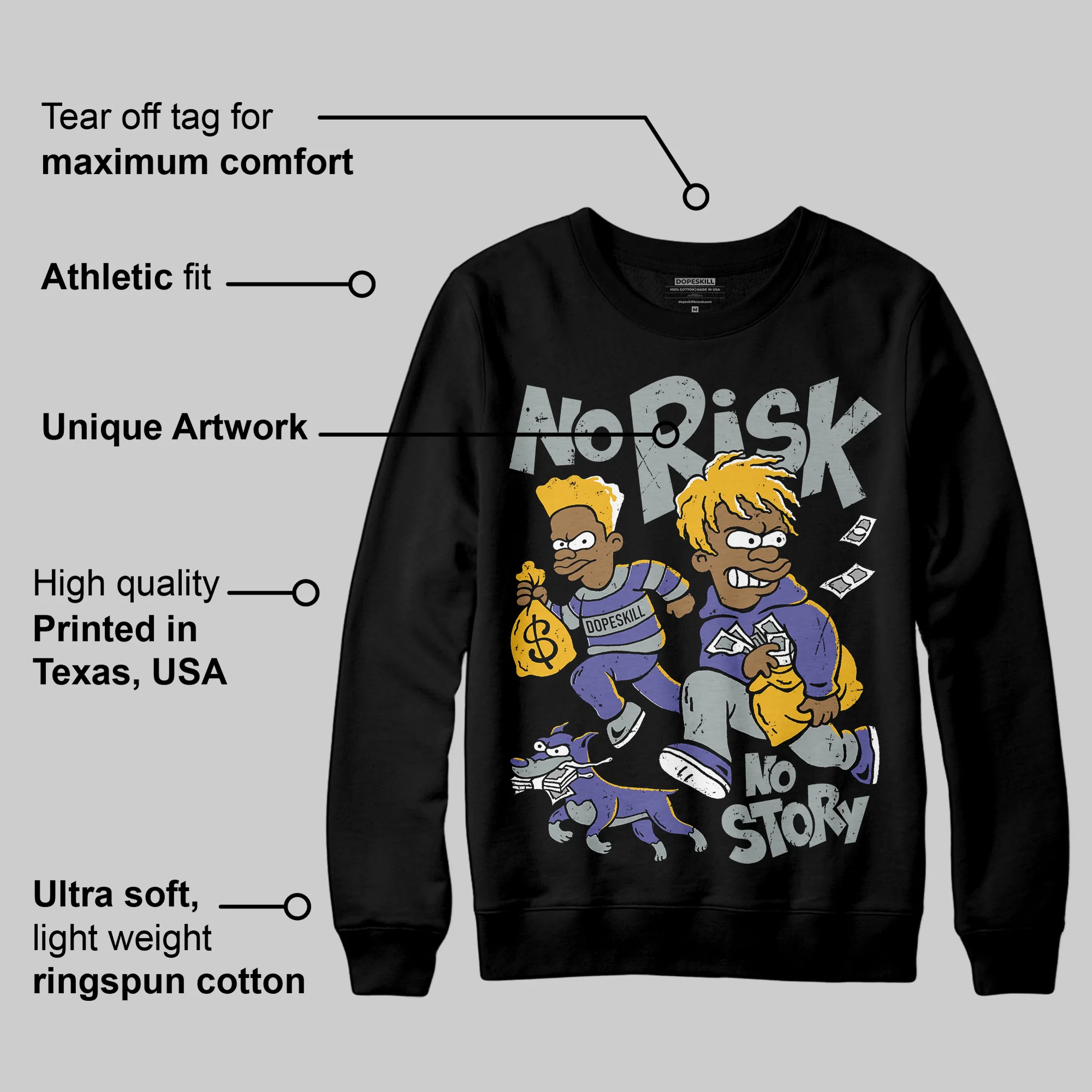 Lakers 4s DopeSkill Sweatshirt No Risk No Story Graphic - Image 3