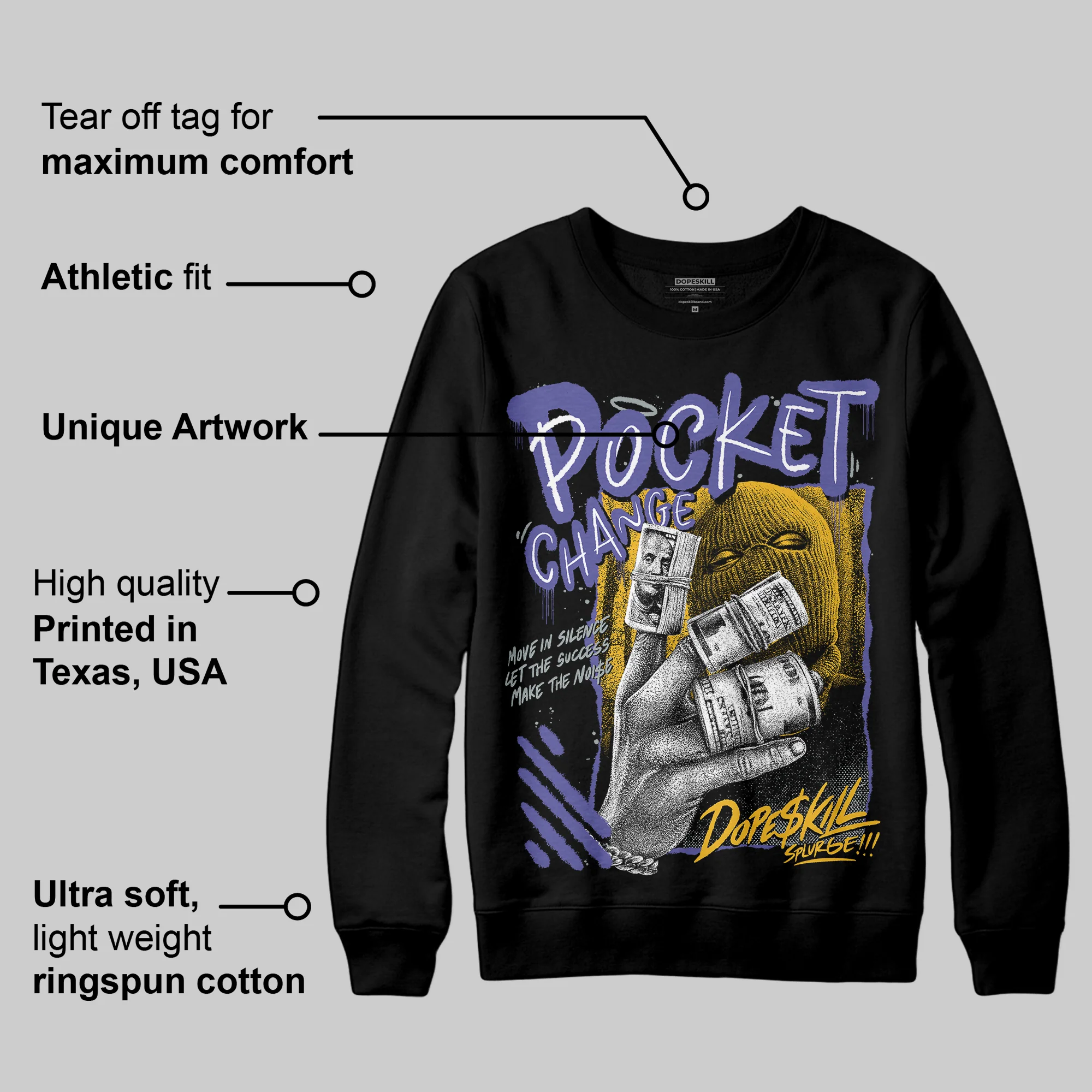 Lakers 4s DopeSkill Sweatshirt Pocket Change Graphic - Image 3
