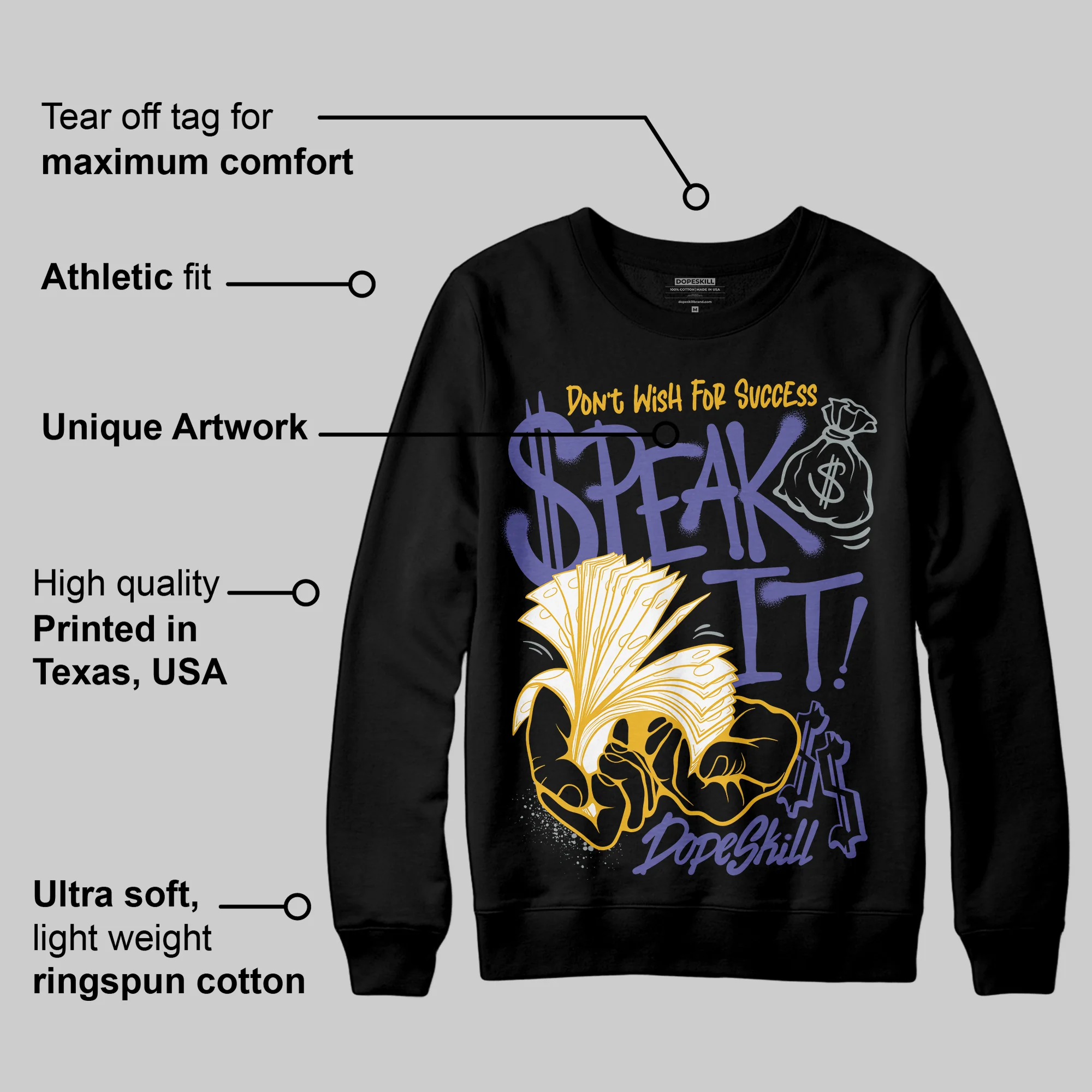 Lakers 4s DopeSkill Sweatshirt Speak It Graphic - Image 3