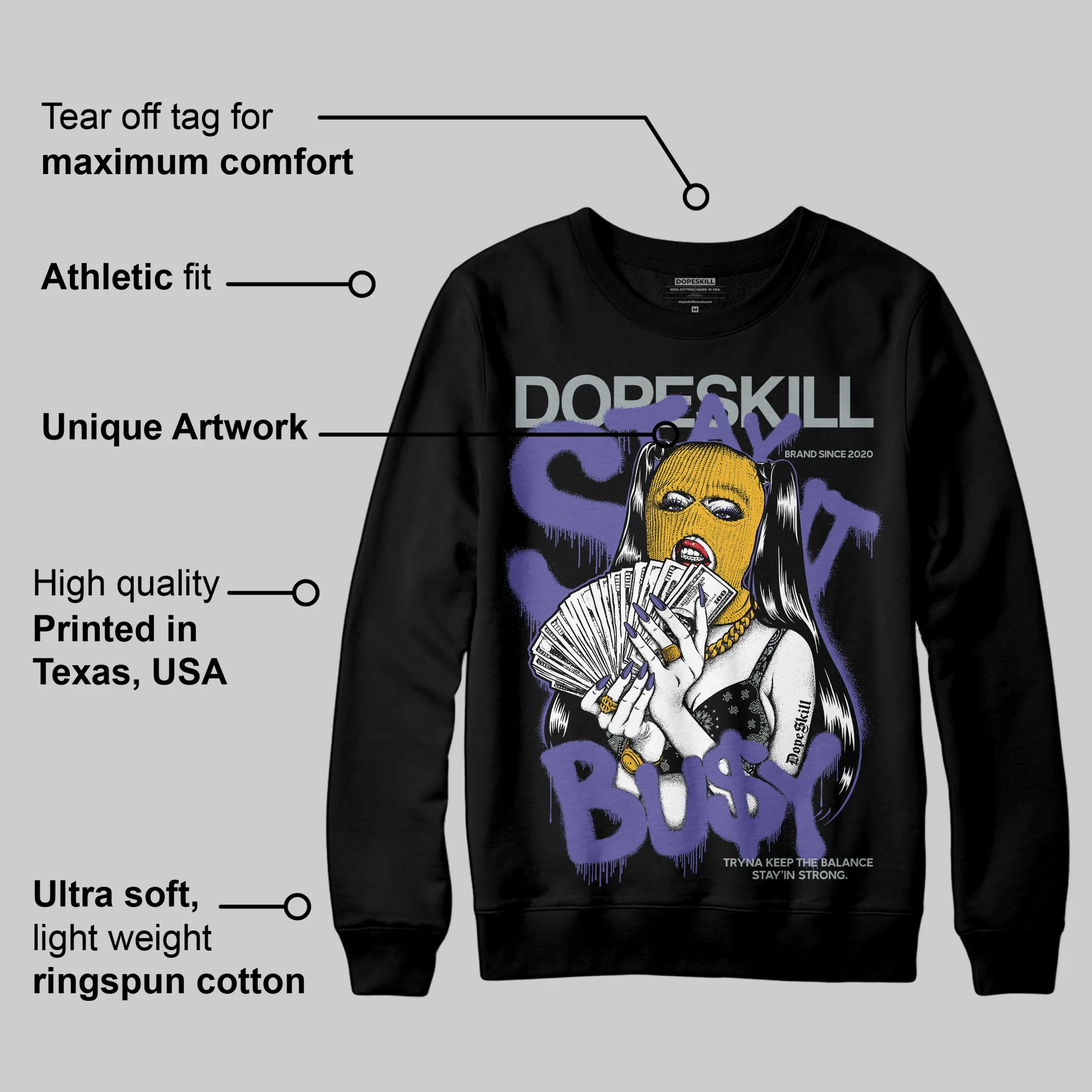 Lakers 4s DopeSkill Sweatshirt Stay It Busy Graphic - Image 3