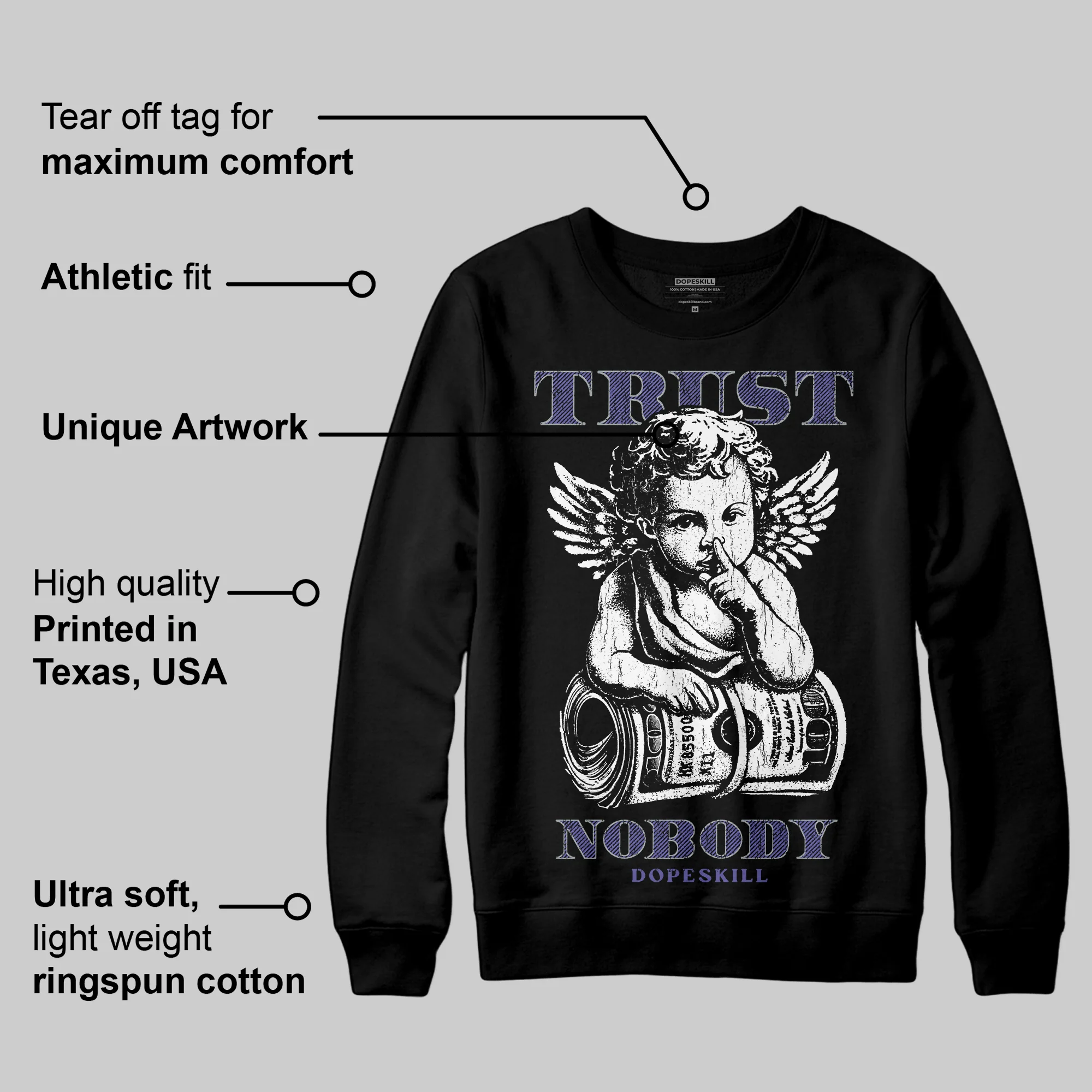 Lakers 4s DopeSkill Sweatshirt Trust Nobody Graphic - Image 3