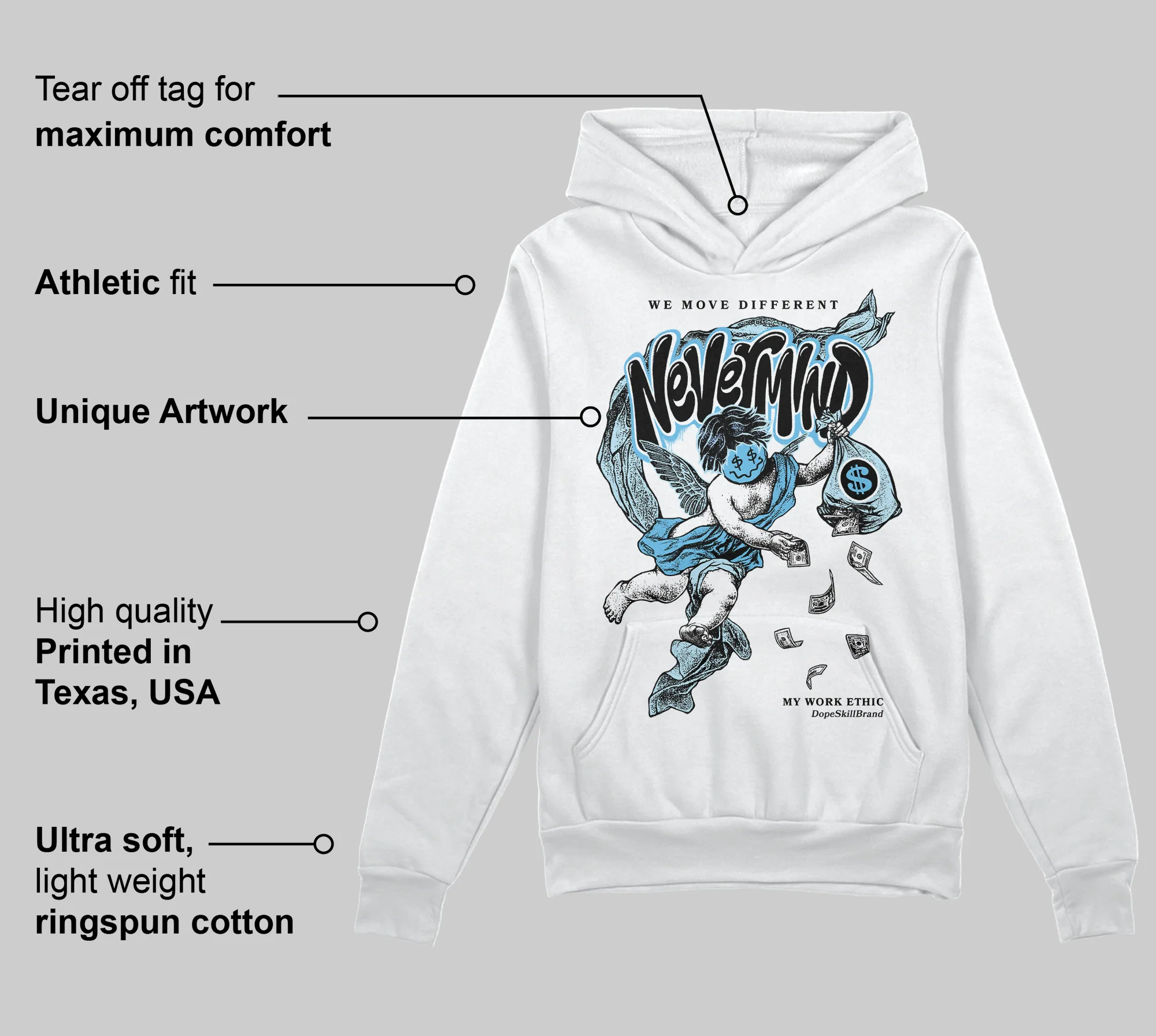 Legend Blue 11s DopeSkill Hoodie Sweatshirt Nevermind Graphic - Image 3