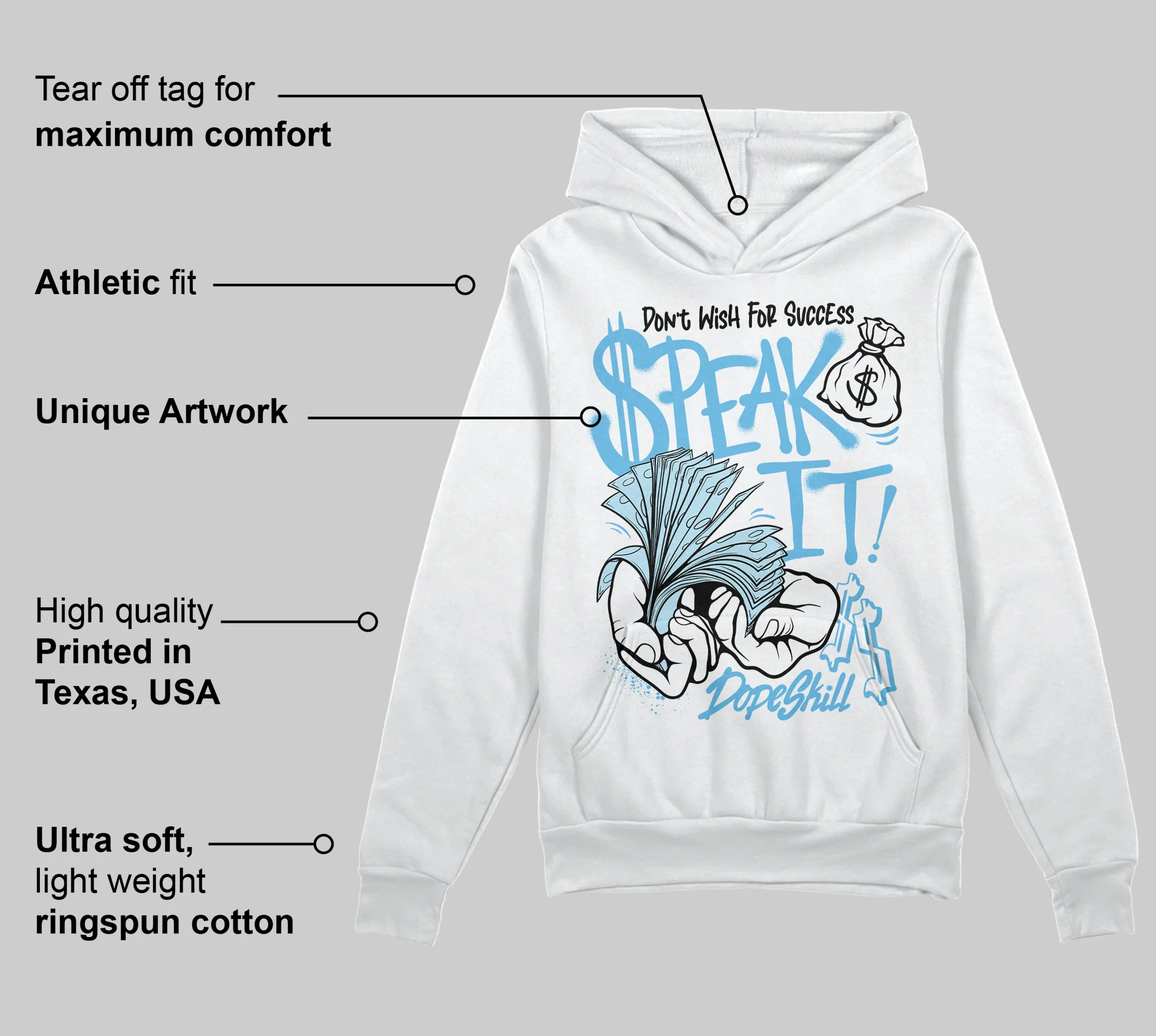 Legend Blue 11s DopeSkill Hoodie Sweatshirt Speak It Graphic - Image 3