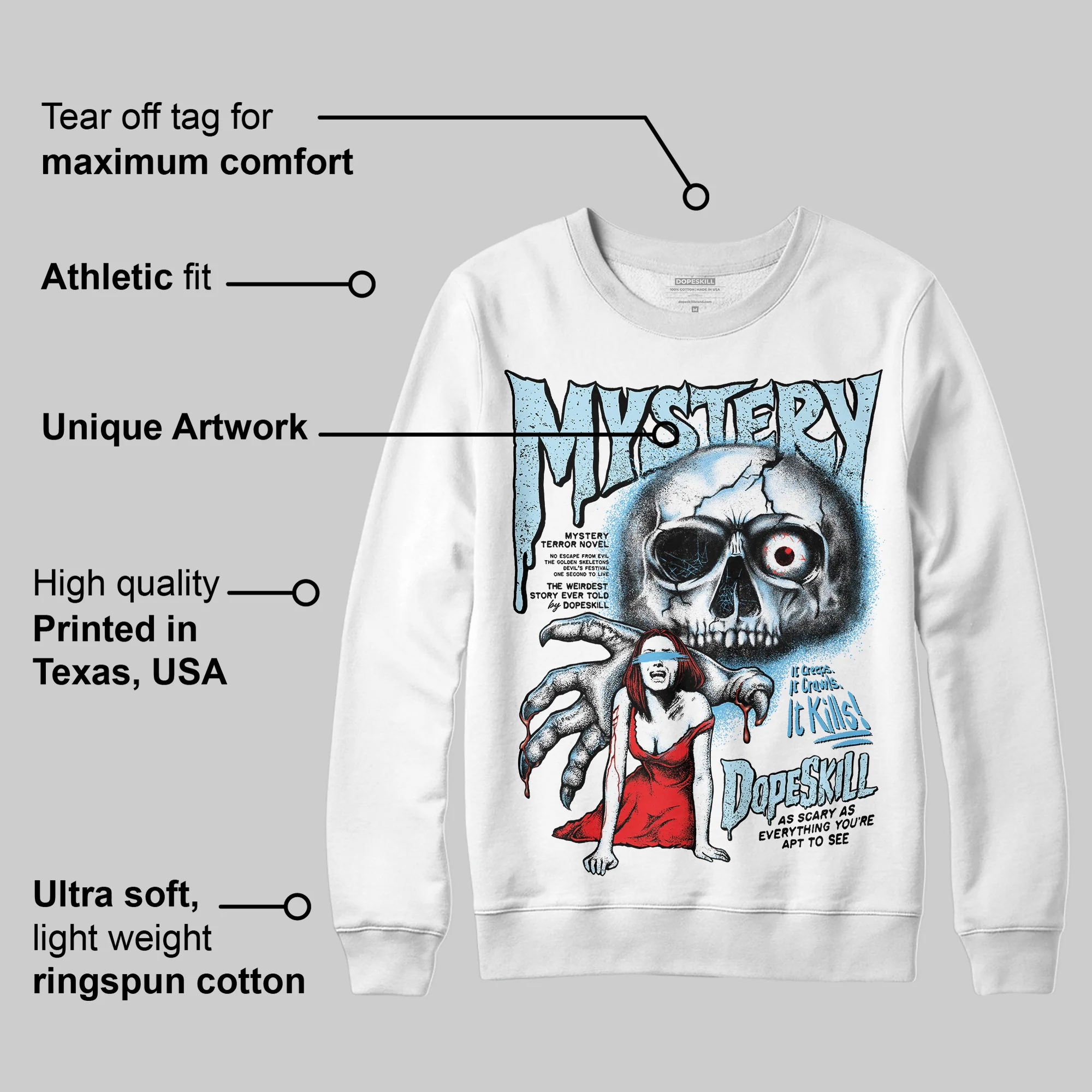 Legend Blue 11s DopeSkill Sweatshirt Mystery Ghostly Grasp Graphic - Image 3