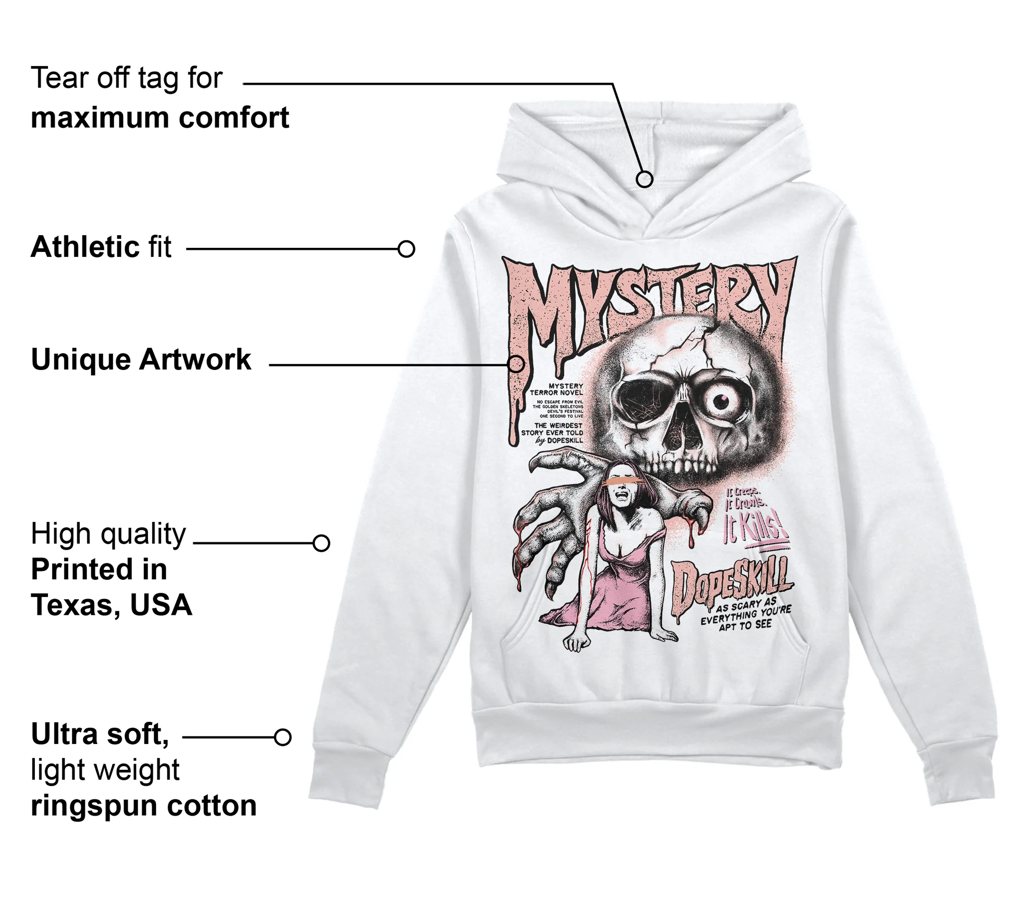 Legend Pink 11s DopeSkill Hoodie Sweatshirt Mystery Ghostly Grasp Graphic - Image 3