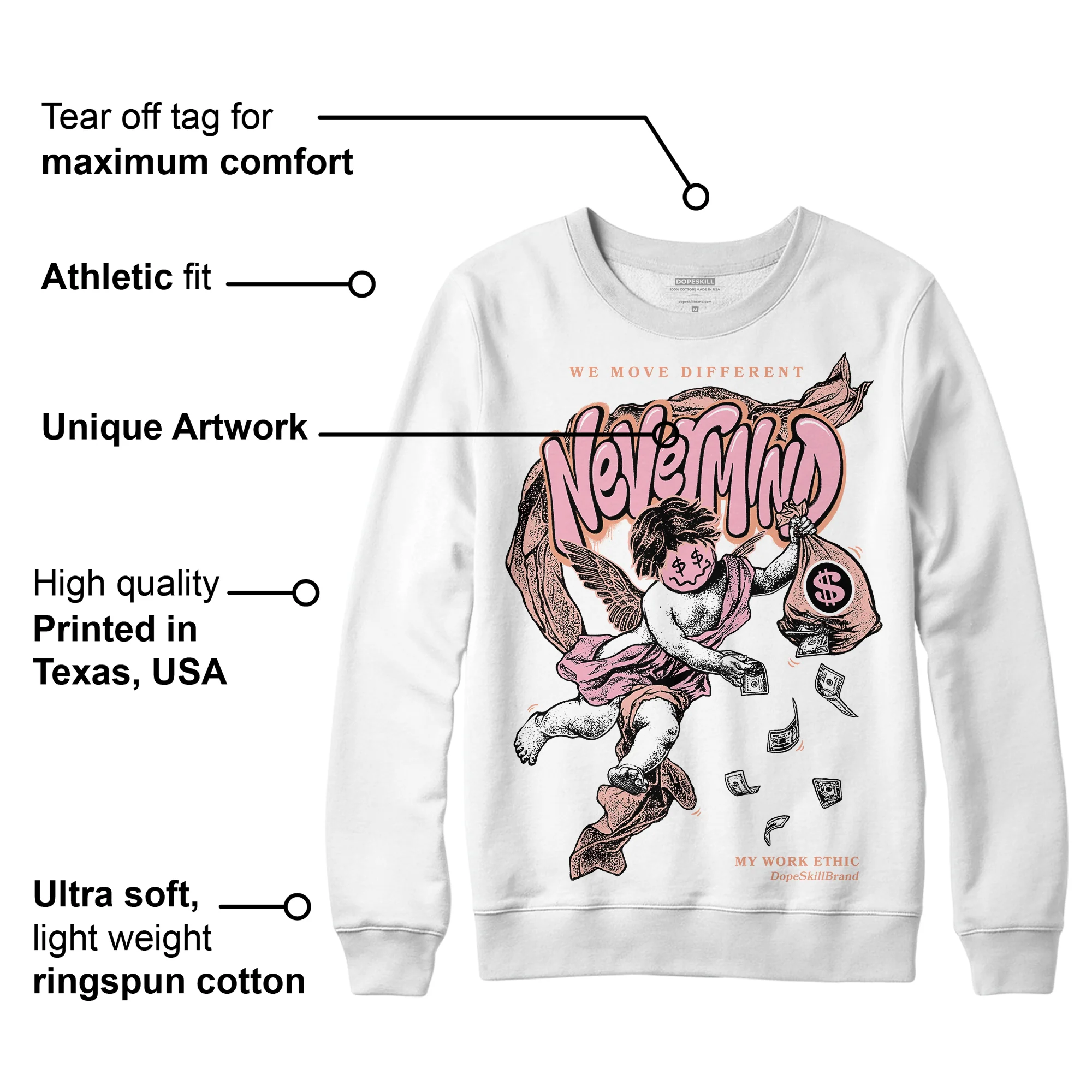 Legend Pink 11s DopeSkill Sweatshirt Nevermind Graphic - Image 3