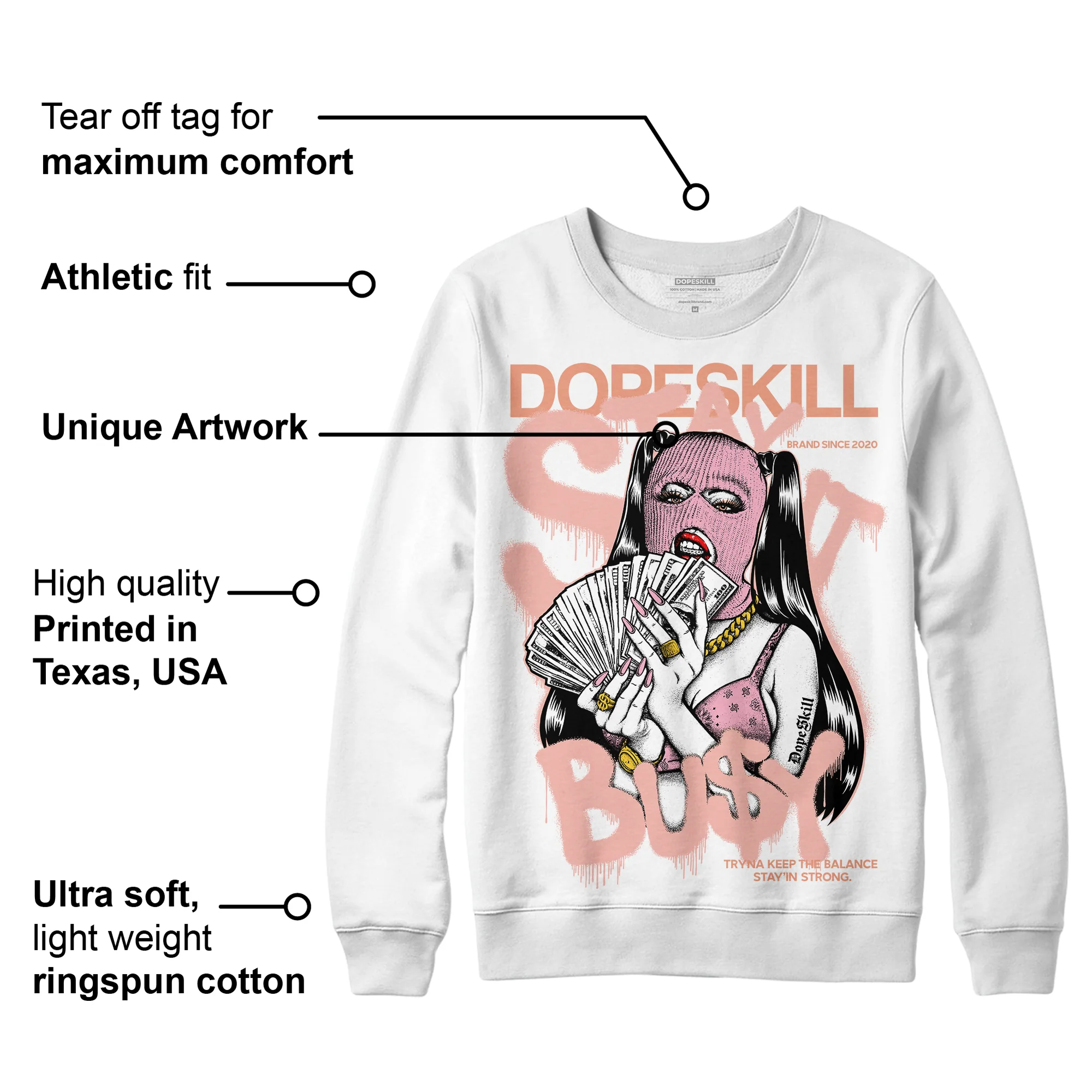 Legend Pink 11s DopeSkill Sweatshirt Stay It Busy Graphic - Image 3