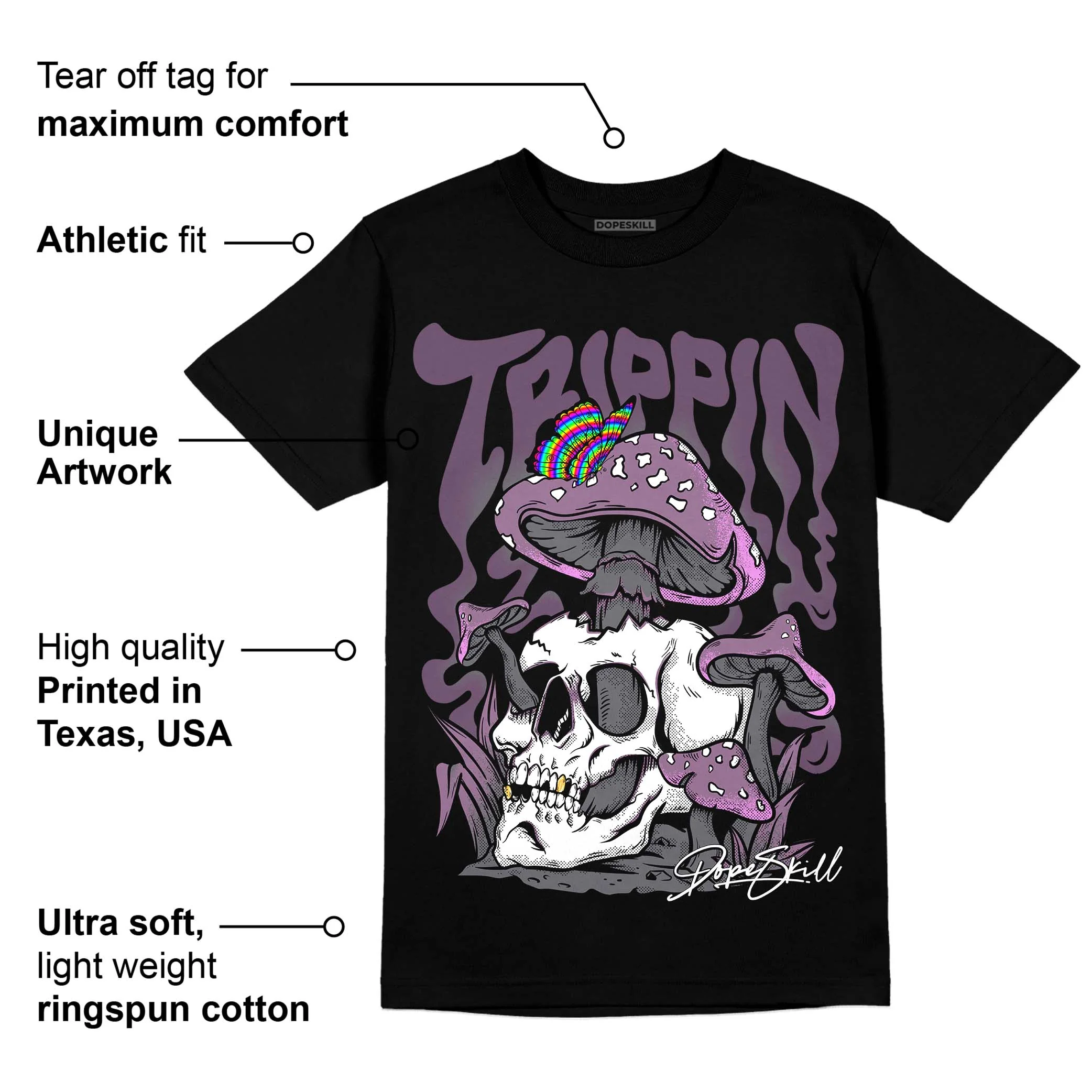 Mauve Off-Noir DopeSkill T-Shirt Trippin Graphic - Image 3