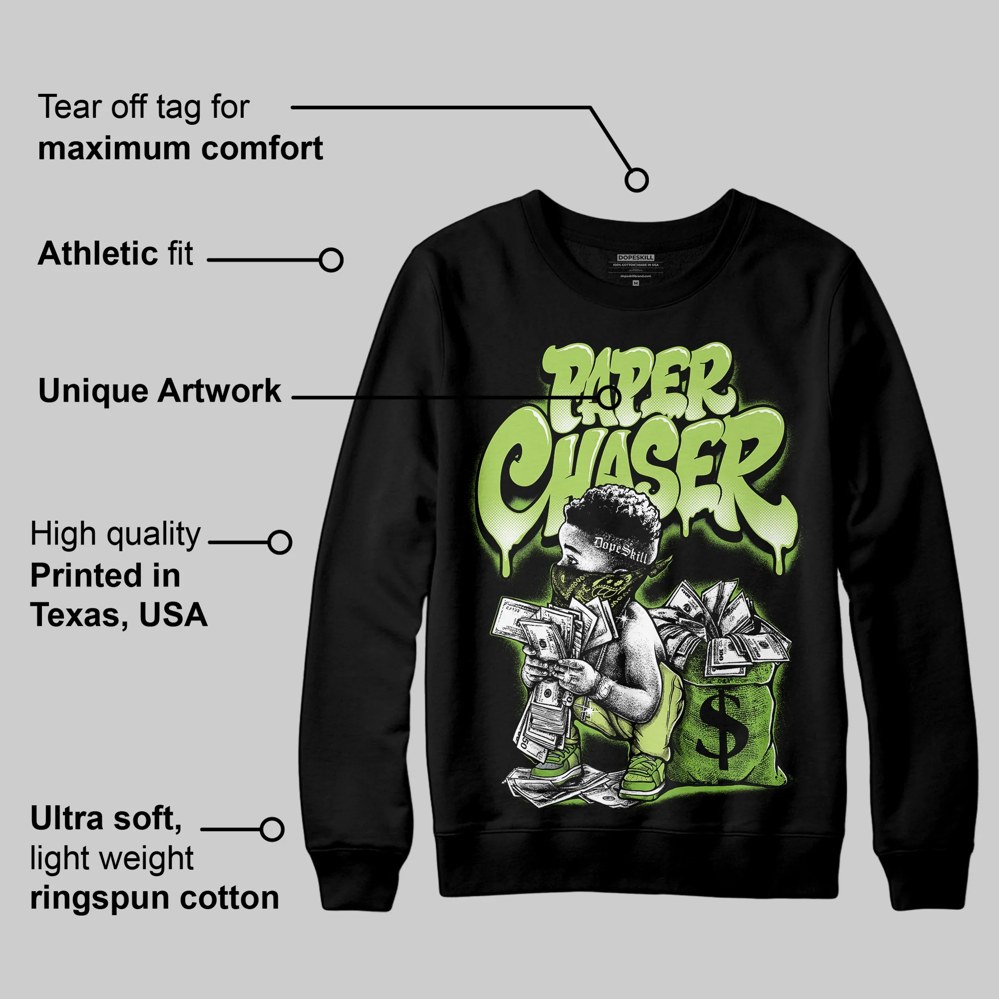 Max 95 OG 'Neon' DopeSkill Sweatshirt Paper Chaser Boy Graphic - Image 3