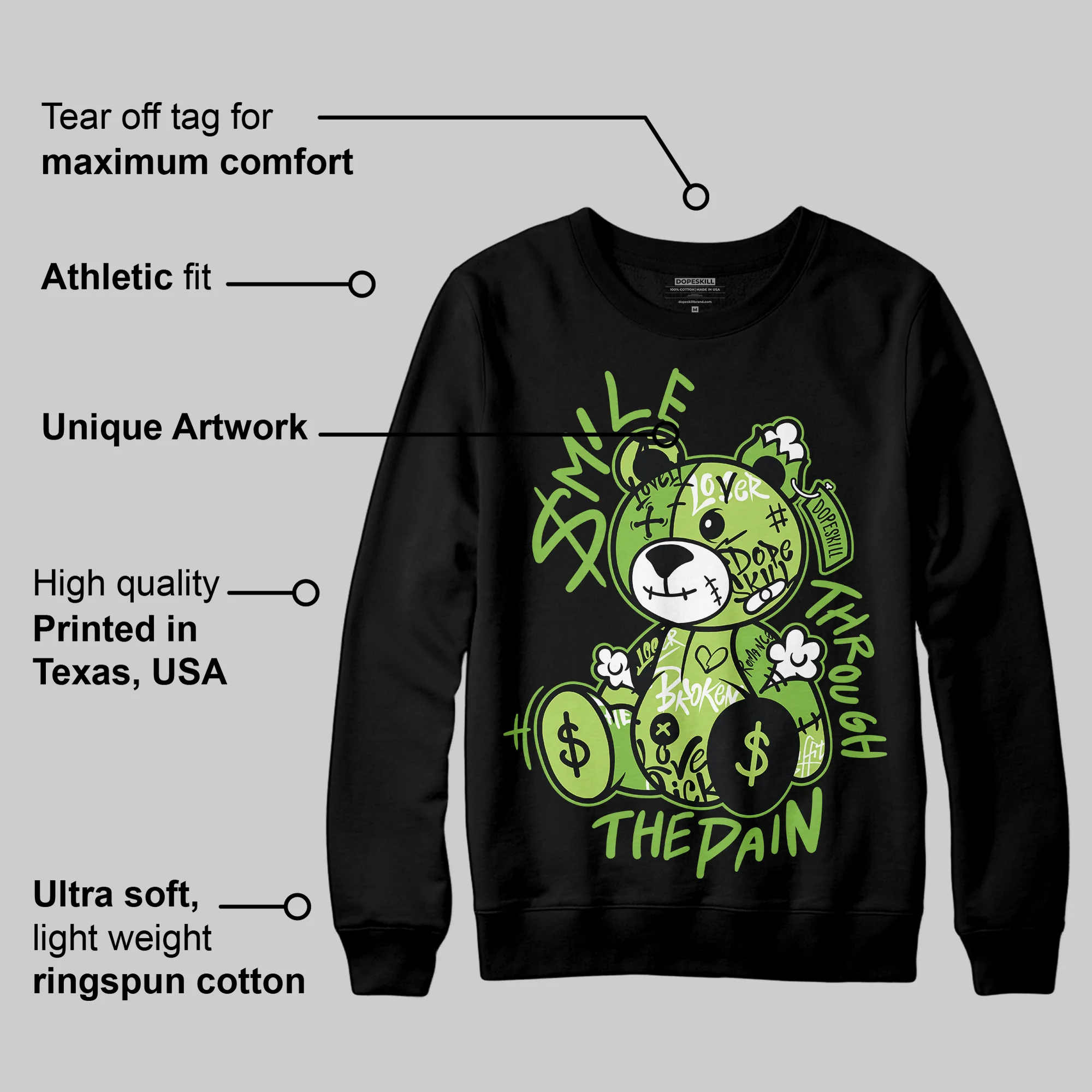 Max 95 OG 'Neon' DopeSkill Sweatshirt Smile Through The Pain Graphic - Image 3