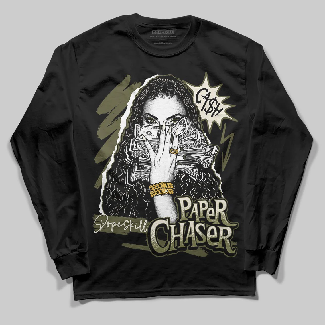 Medium Olive 3s DopeSkill Long Sleeve T-Shirt NPC Graphic
