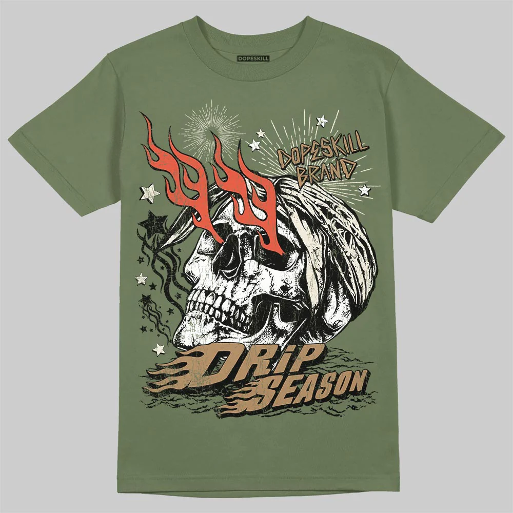 Medium Olive 3s DopeSkill T-Shirt Drip Season Graphic - Image 3