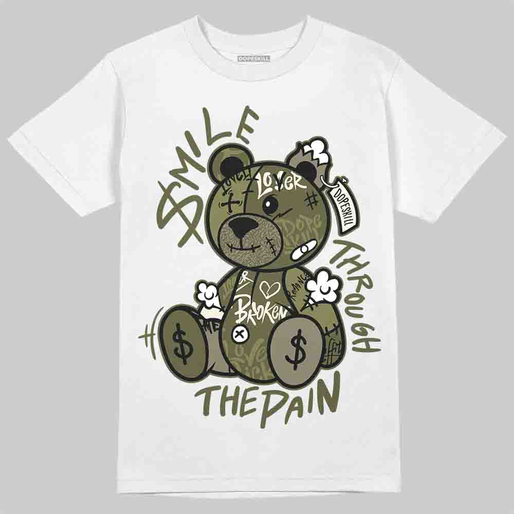 Medium Olive 3s DopeSkill T-Shirt Smile Through The Pain Graphic - Image 2