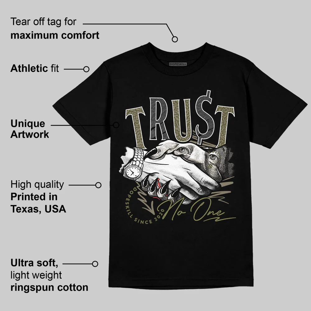Medium Olive 3s DopeSkill T-Shirt Trust No One Graphic - Image 4